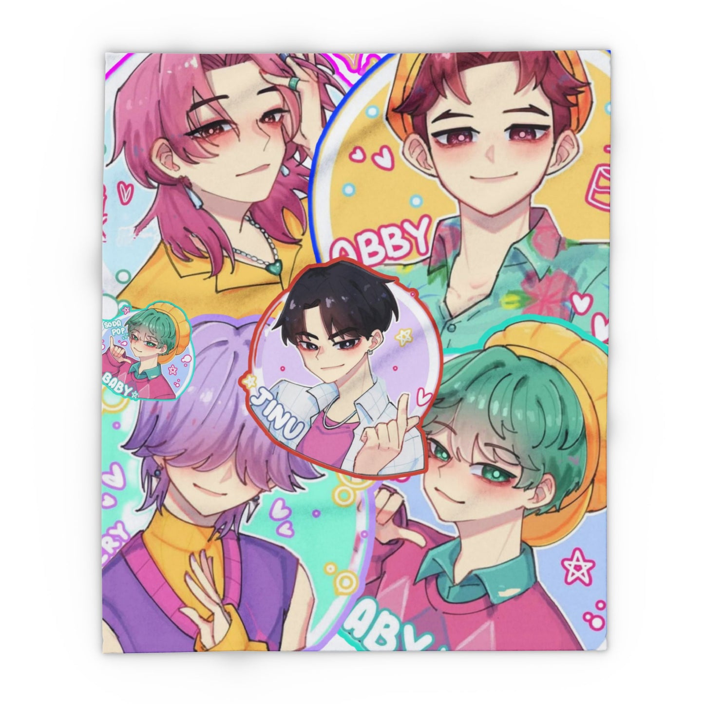 Anime-Inspired kpop boys Fleece Blanket, Cozy Throw Blanket, Personalized Gift, Home Decor, Unique Anime Blanket