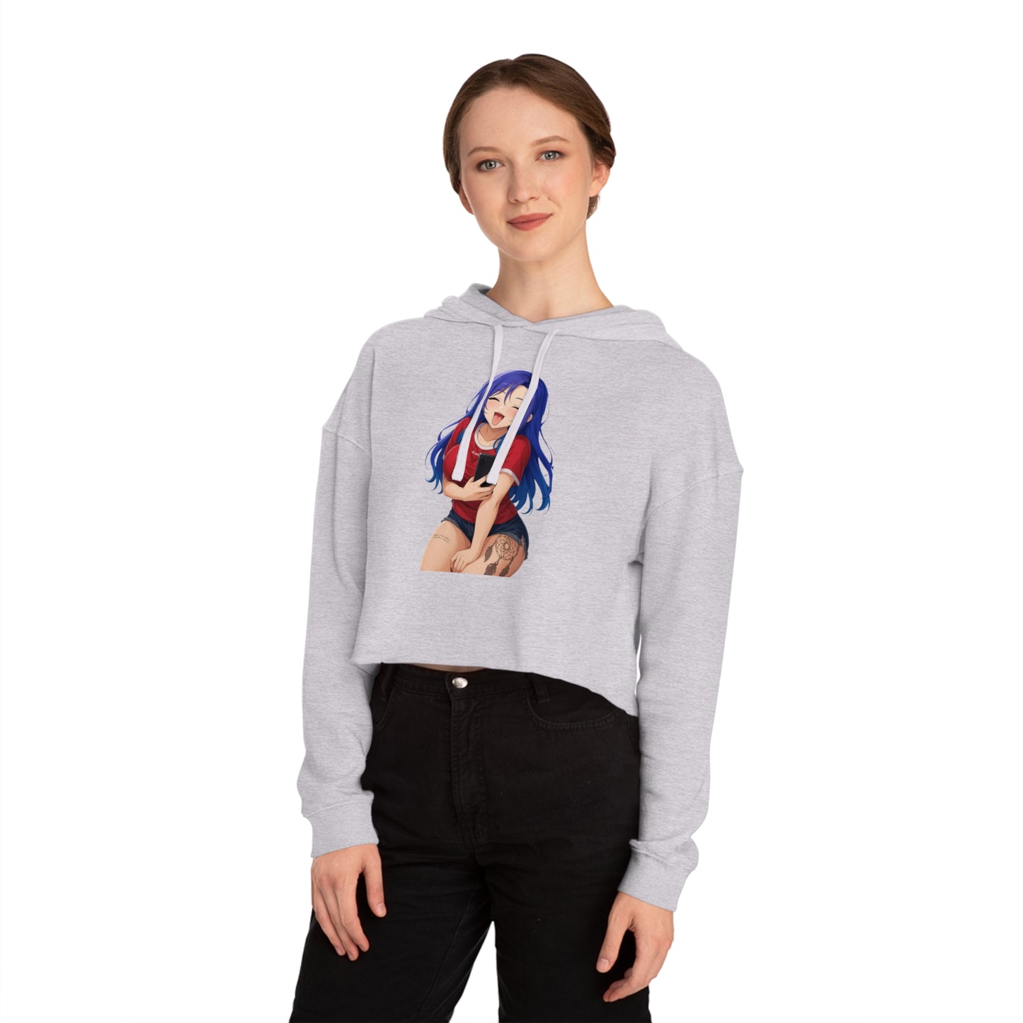 Anime-Inspired Cropped Hoodie - Cute & Sassy, Streetwear Fashion, Gift for Her, Cosplay, Casual Wear, Anime Lovers