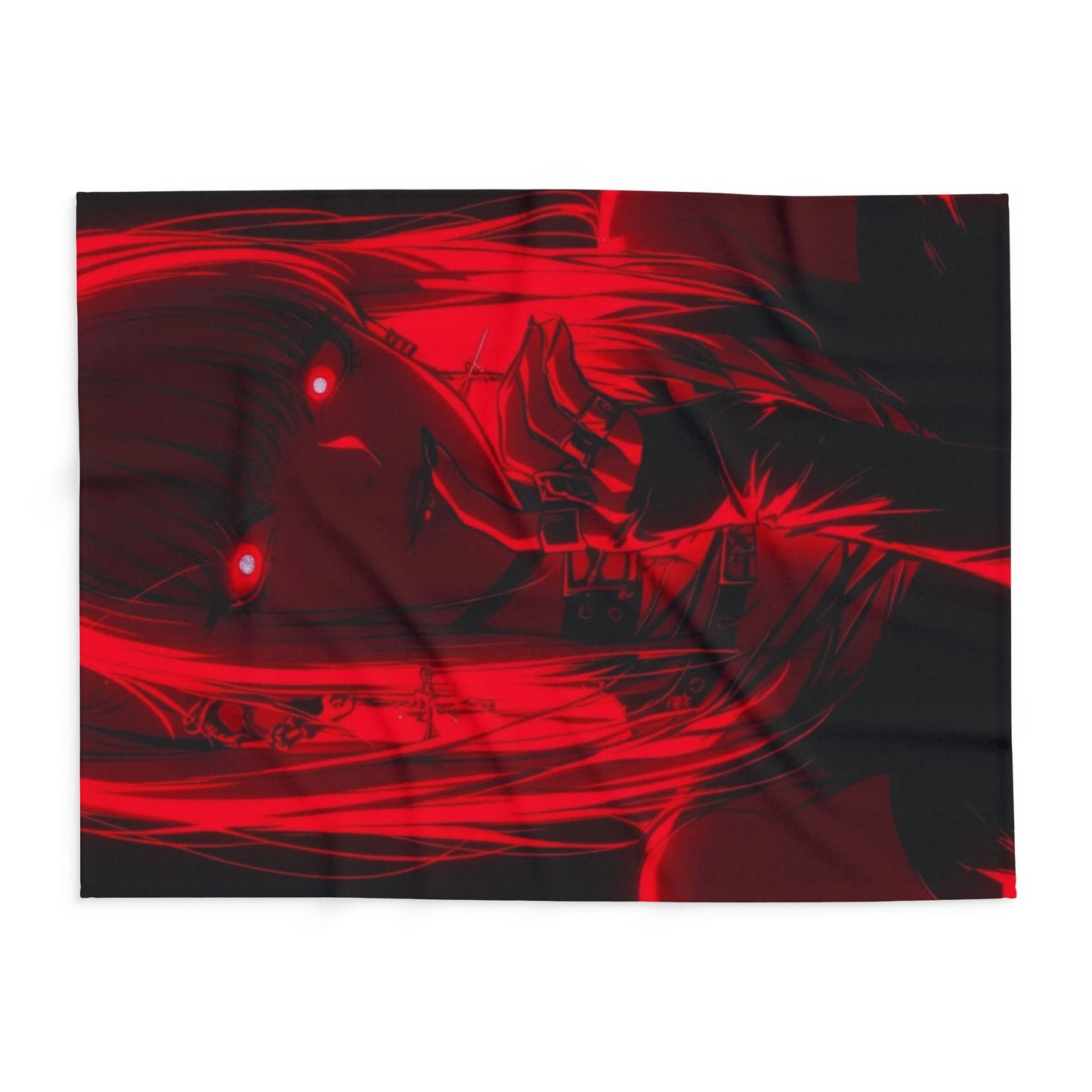 Dn missa Cozy Arctic Fleece Blanket with Striking Red Design - Perfect for Gifting, Home Décor, Anime Nights, Cozy Evenings, Horror Lovers