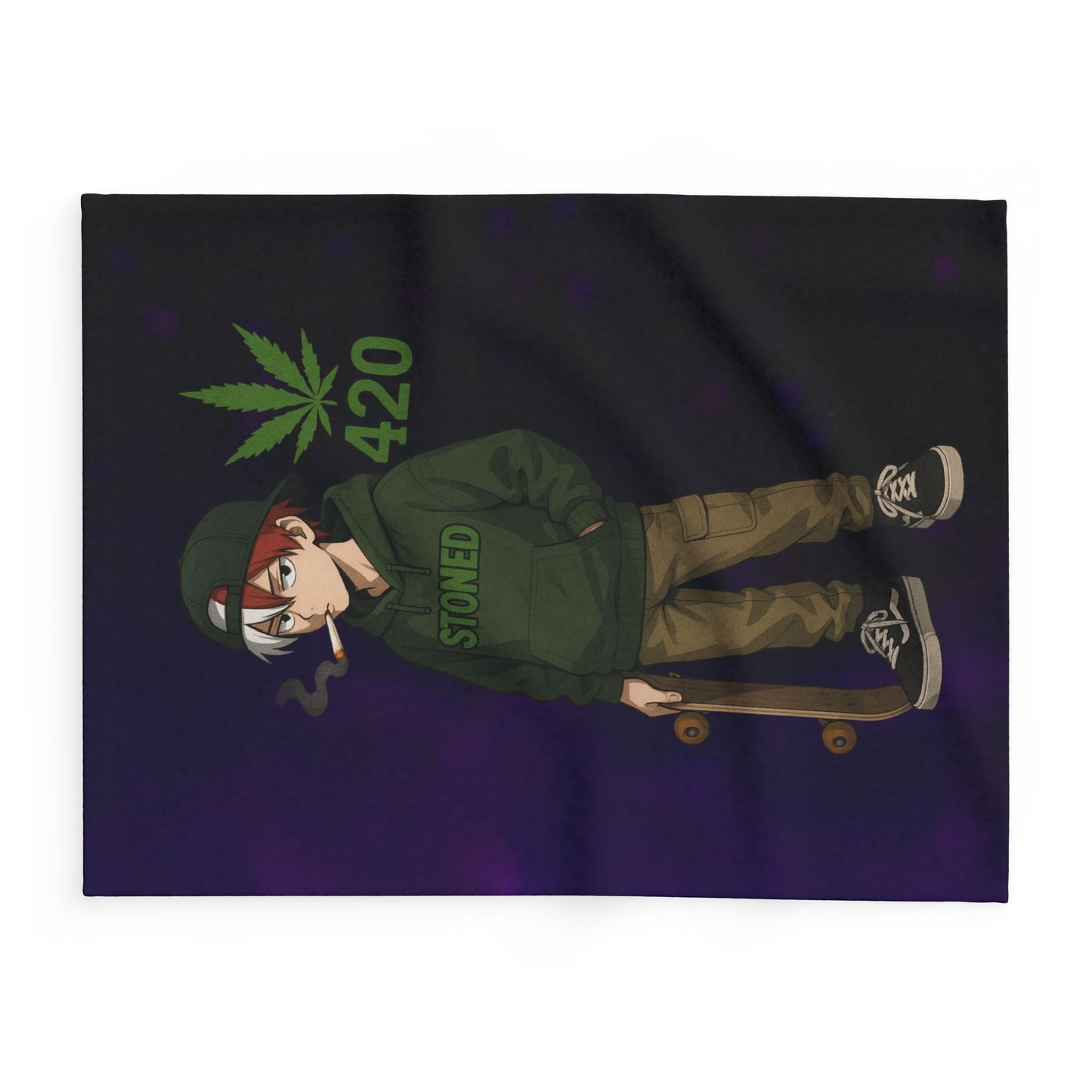 Stoner Vibe hero school Fleece Blanket, Cozy Blanket for Chill Sessions, Anime Décor, 420 Gift, Skater Style Blanket, Warm Throw