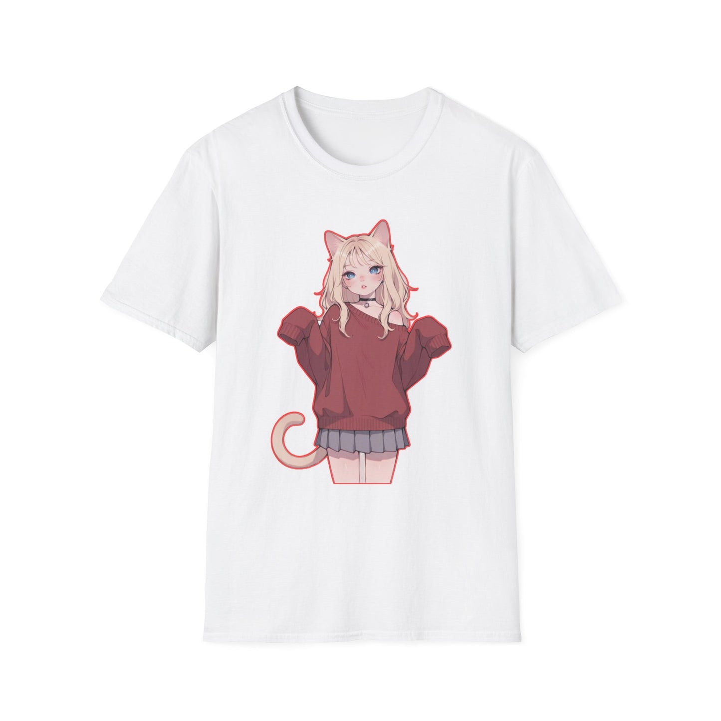 Anime Cat Girl Unisex T-Shirt, Cute Graphic Tee, Casual Wear, Gift for Cat Lovers, Kawaii Fashion, Summer Style