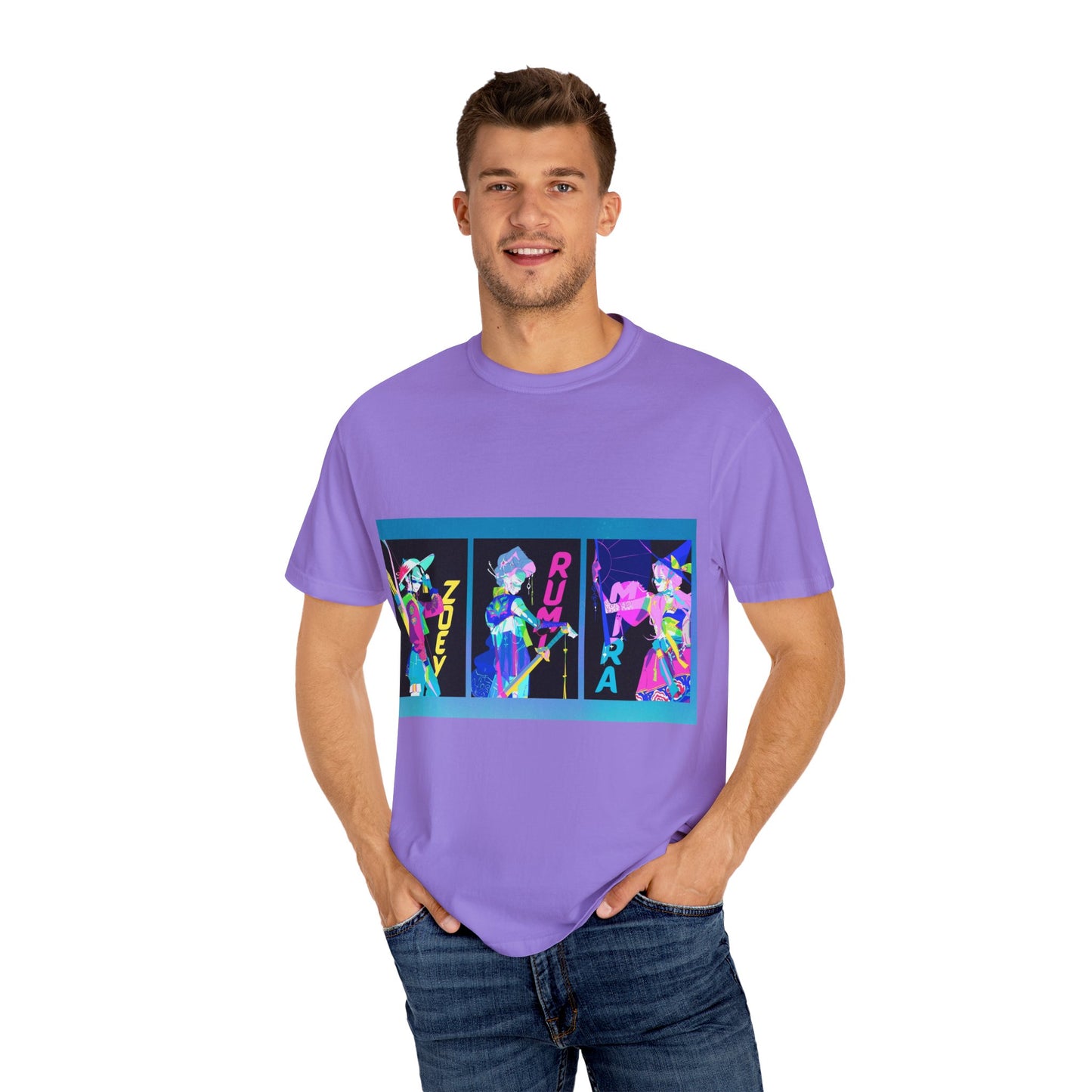 Anime-Inspired kpop Garment-Dyed T-shirt, Graphic Tee, Unisex Anime Shirt, Casual Wear, Gifts for Anime Lovers