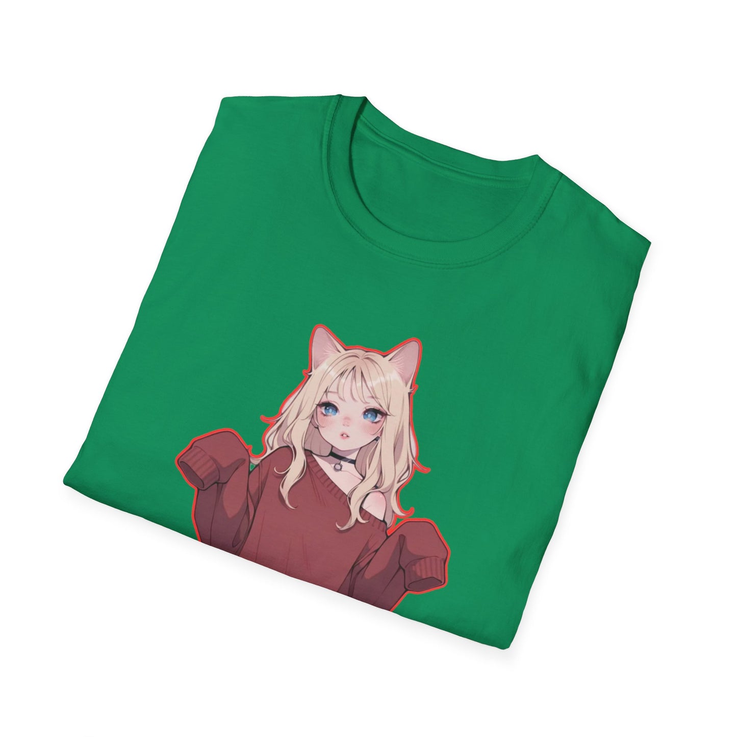 Anime Cat Girl Unisex T-Shirt, Cute Graphic Tee, Casual Wear, Gift for Cat Lovers, Kawaii Fashion, Summer Style