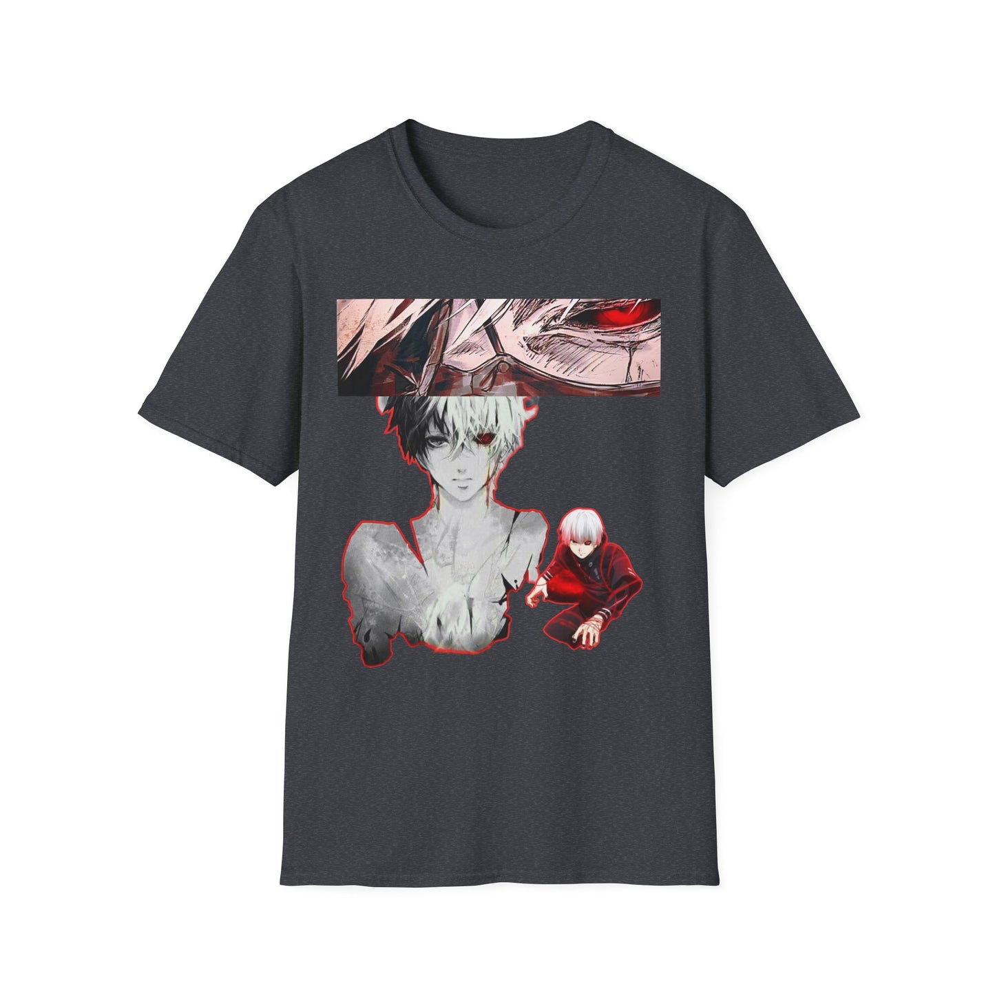 Anime-Inspired Graphic tokyo ghoul styleT-Shirt for Fans, Casual Wear, Birthday Gift, Unisex Softstyle Tee, Perfect for Conventions, Manga Enthusiasts