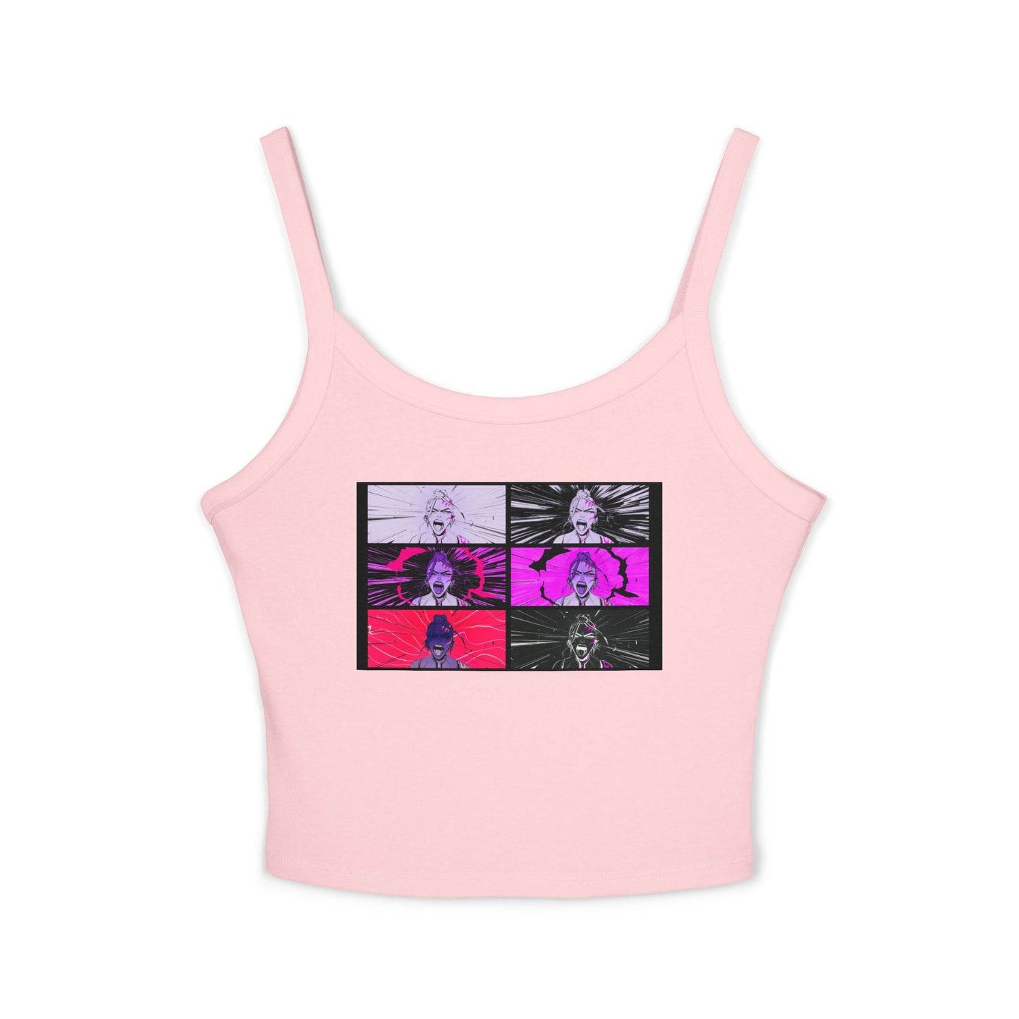 Anime-Inspired kpop Women's Spaghetti Strap Tank Top | Cute Graphic Tees for Summer, Festival Wear, Casual Outfits, Anime Lovers, Unique Gift