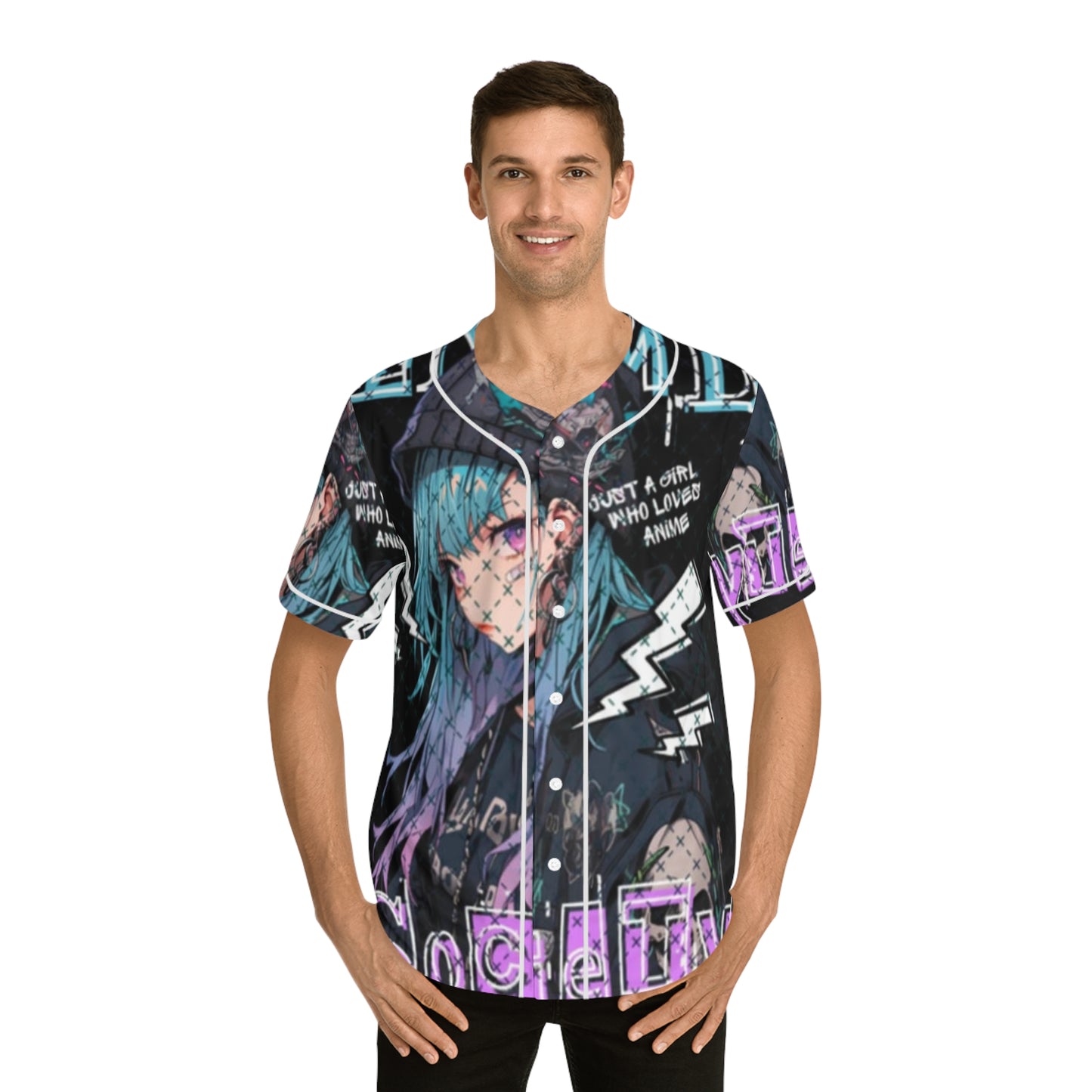Anime-Inspired Men's Baseball Jersey, Casual Sportswear, Gift for Gamers, Streetwear, Trendy Outfit