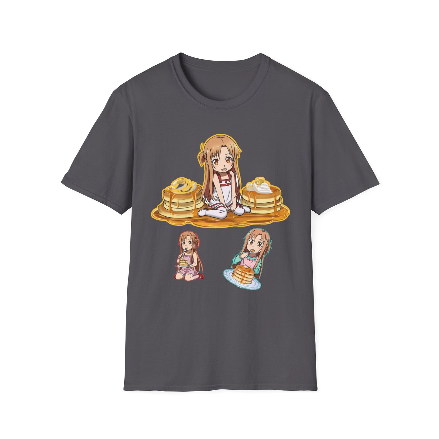 Cute Pancake Anime sao 2 T-Shirt, Fun Casual Wear, Kawaii Gift, Food Lover Style, Unique Graphic Tee, Perfect for Everyday Comfort