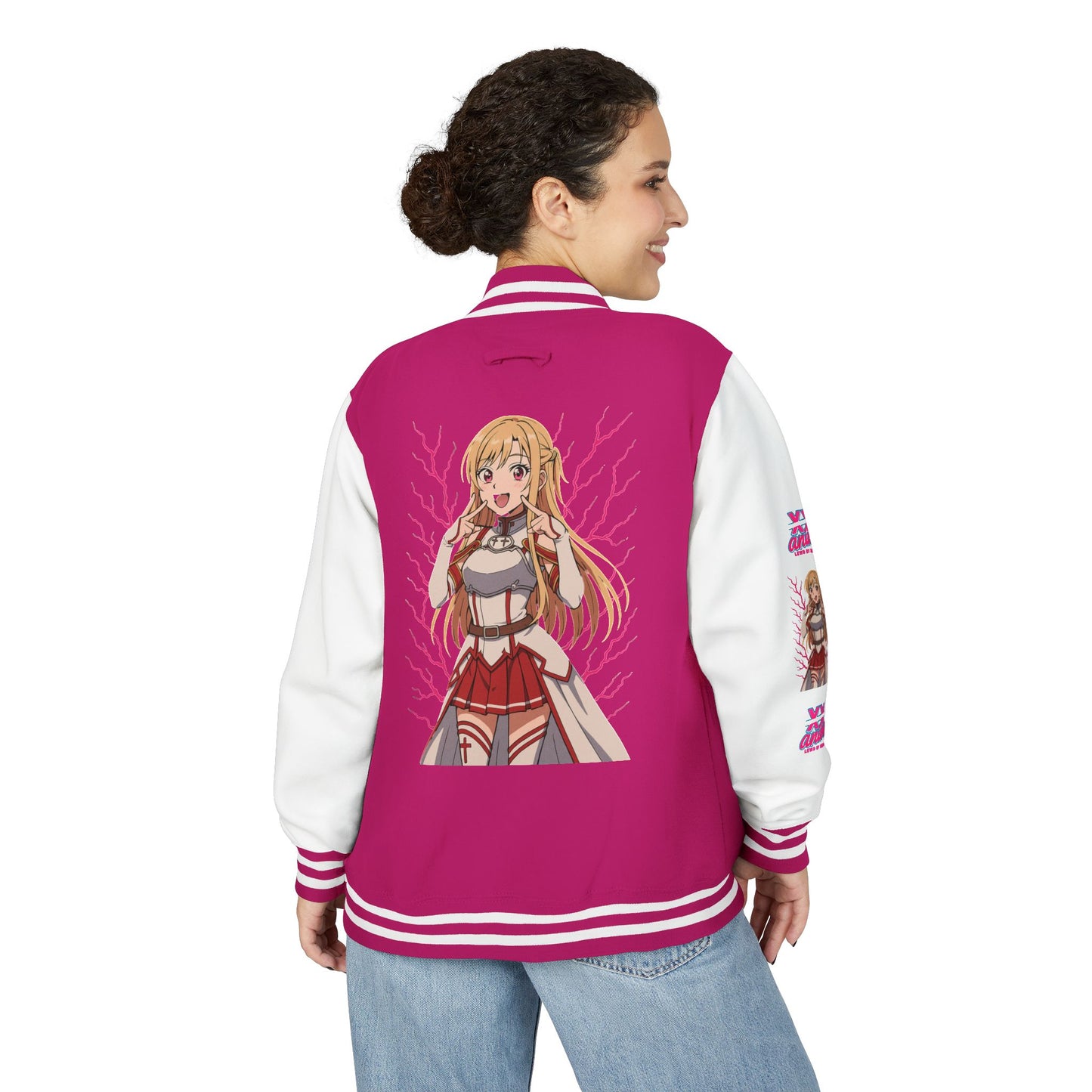 Trendy Unisex Heavyweight Letterman Jacket with Character Design - Cozy Apparel, Stylish Gifts, Casual Wear, Sports Jacket, Festival Fashion