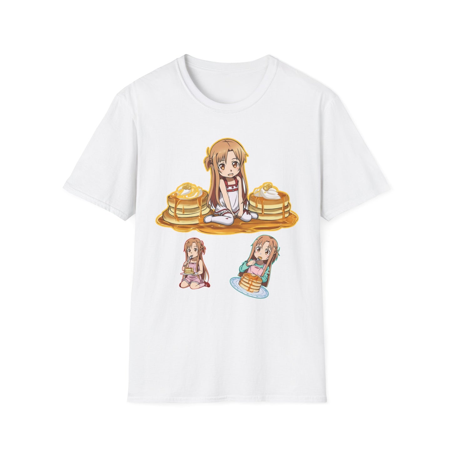 Cute Pancake Anime sao 2 T-Shirt, Fun Casual Wear, Kawaii Gift, Food Lover Style, Unique Graphic Tee, Perfect for Everyday Comfort