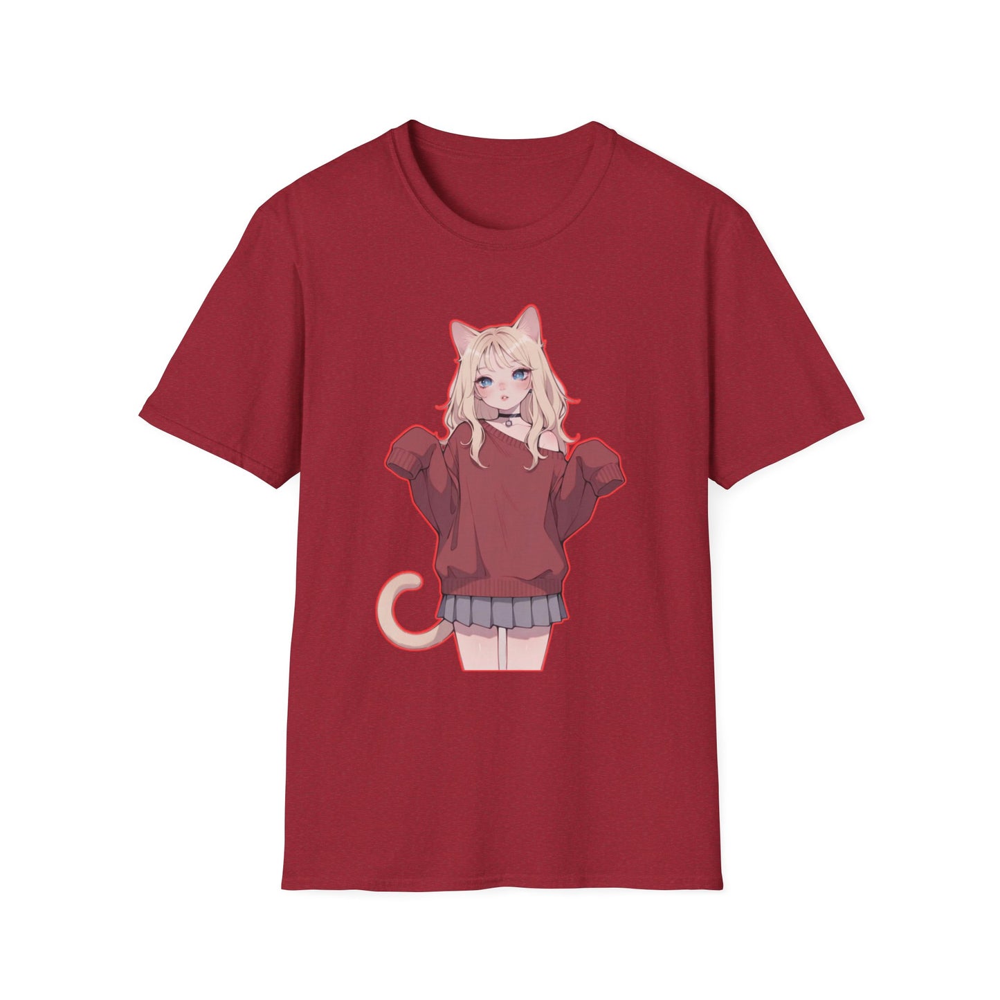 Anime Cat Girl Unisex T-Shirt, Cute Graphic Tee, Casual Wear, Gift for Cat Lovers, Kawaii Fashion, Summer Style