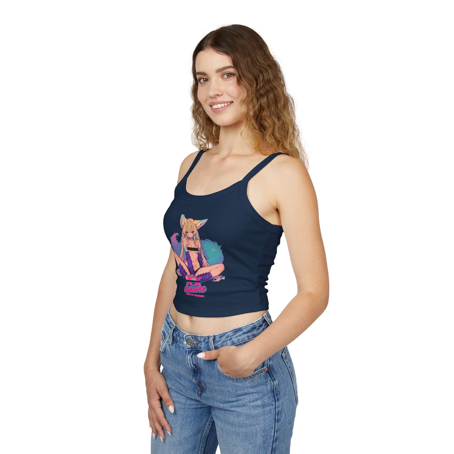 Anime-Inspired Women's Spaghetti Strap Tank Top, Cute Summer Top, Graphic Tee, Cosplay Outfit, Gift for Anime Lovers, Trendy Casual Wear