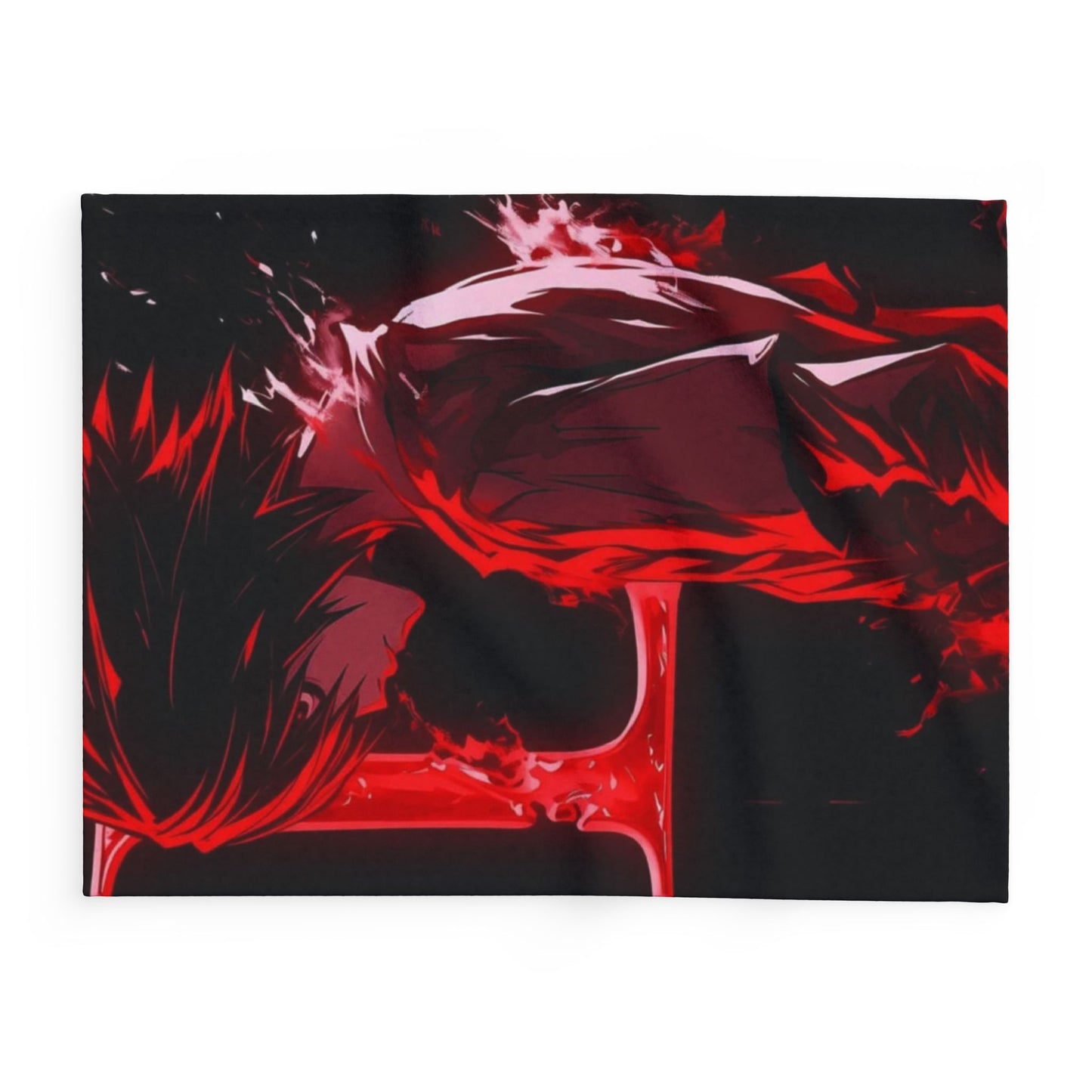 Dn L Anime-Inspired Cozy Fleece Blanket, Art Blanket, Throw for Gaming Room, Home Decor, Gift for Anime Lovers, Red and Black Design