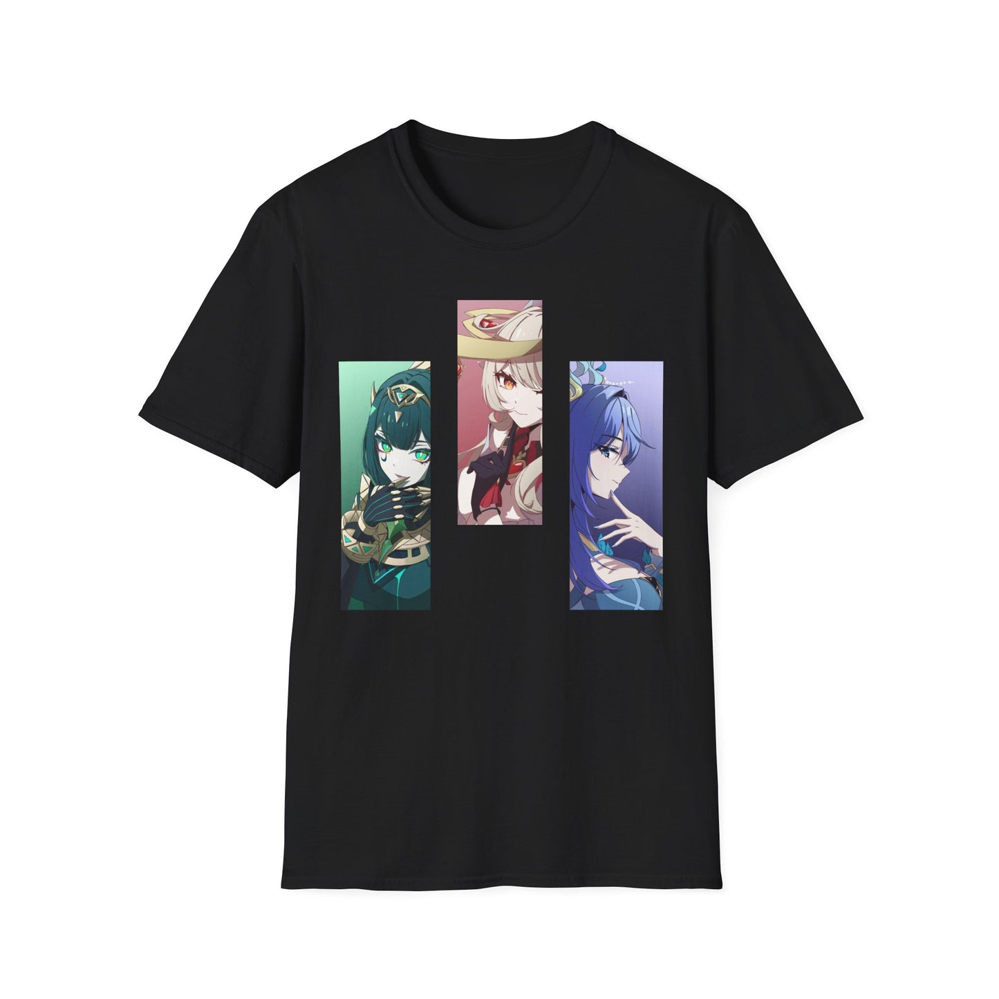 Anime Trio Unisex Softstyle T-Shirt, Casual Tee, Geek Fashion, Gift for Anime Lovers, Novelty Shirt, Unique Graphic Tee