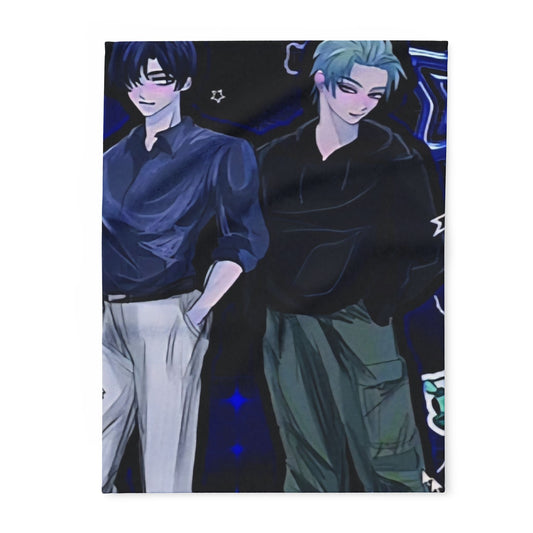 Cozy Arctic initial D Fleece Blanket with Trendy Anime Characters, Perfect for Comfort, Gifting, Home Decor, Anime Fans, Cozy Evenings