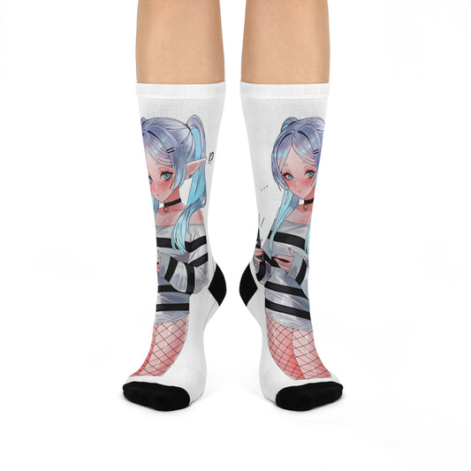 Anime-Inspired Cushioned Crew Socks, Cozy Striped Socks for Casual Wear, Comfortable Gift for Sock Lovers, Unique Fashion Accessory