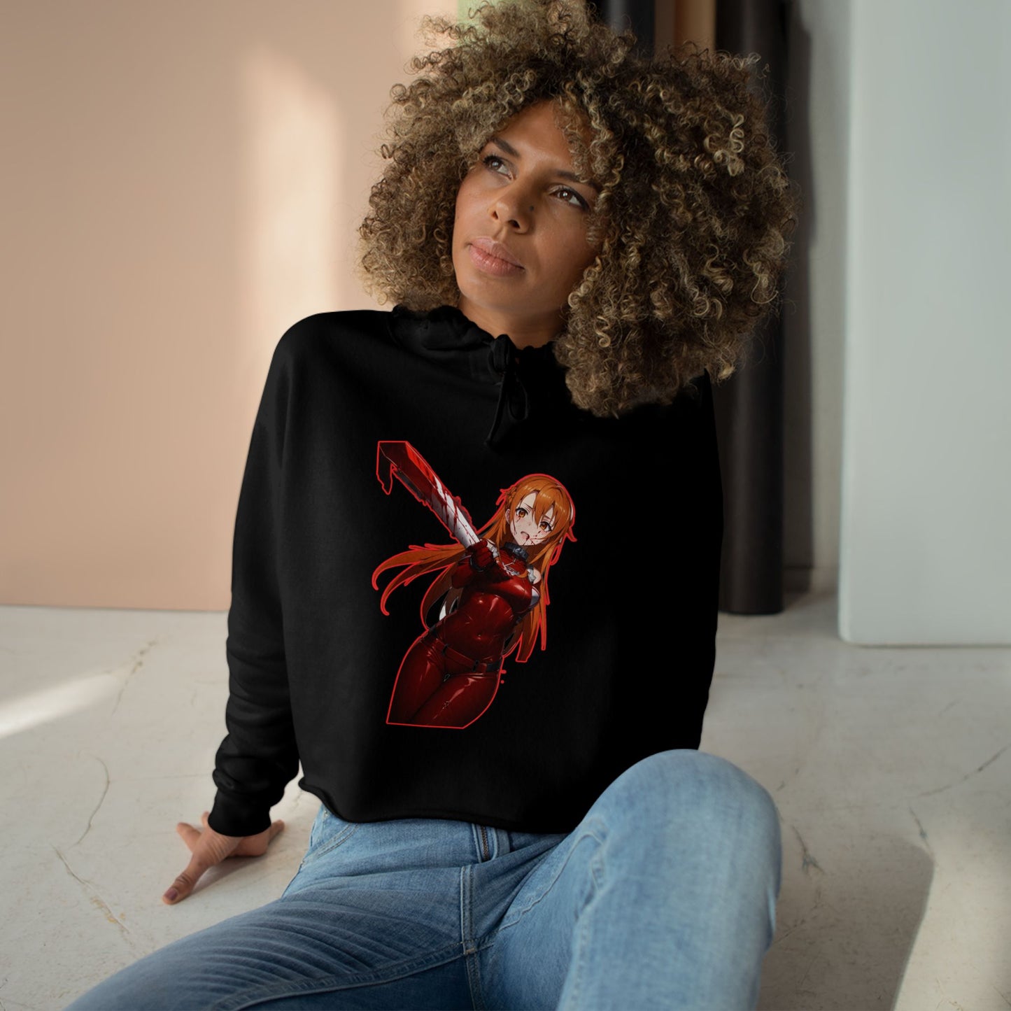 of Trendy Crop Hoodie sao 3 with Unique Designs, Anime Aesthetic, Casual Streetwear, Gift for Fans, Fashion Statement