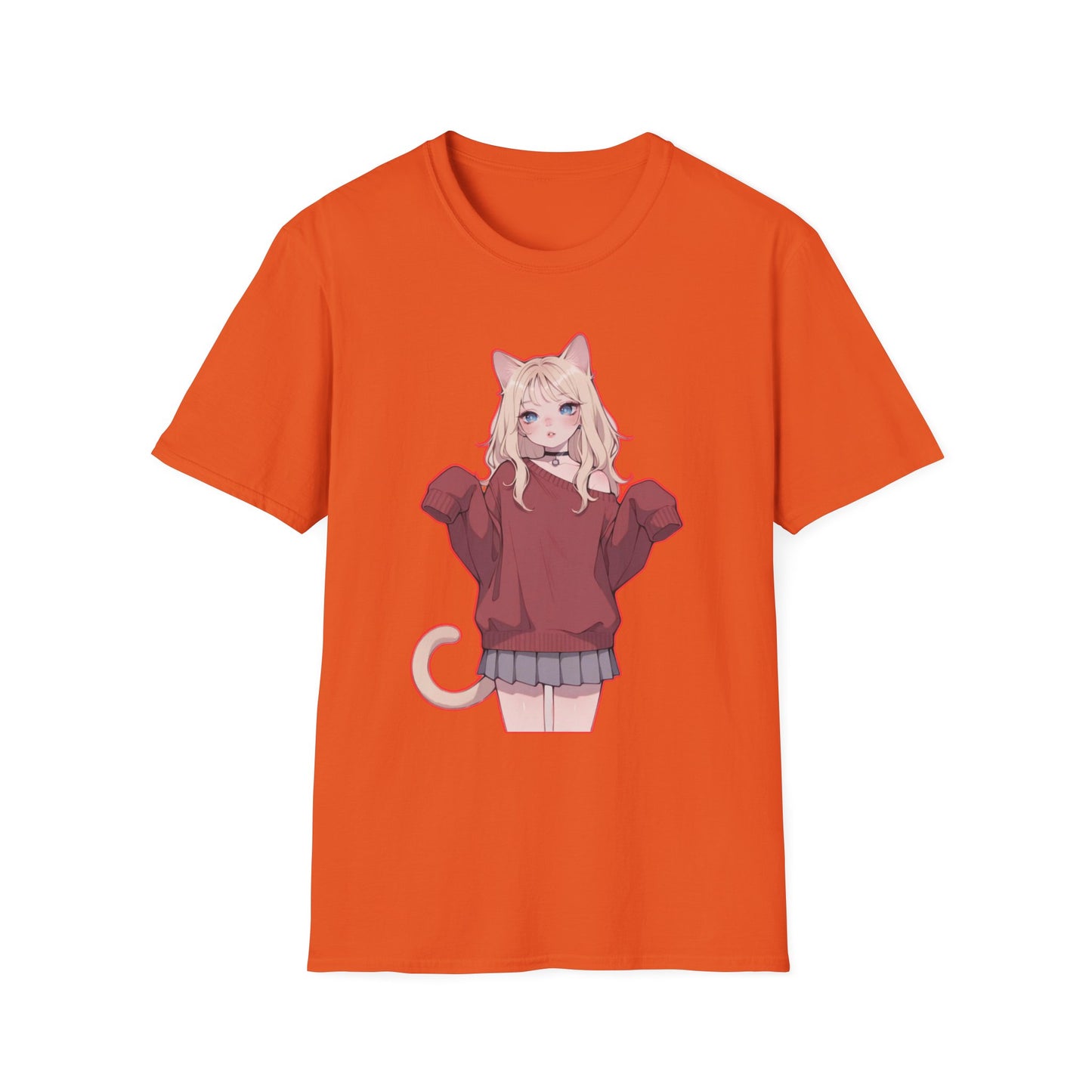 Anime Cat Girl Unisex T-Shirt, Cute Graphic Tee, Casual Wear, Gift for Cat Lovers, Kawaii Fashion, Summer Style