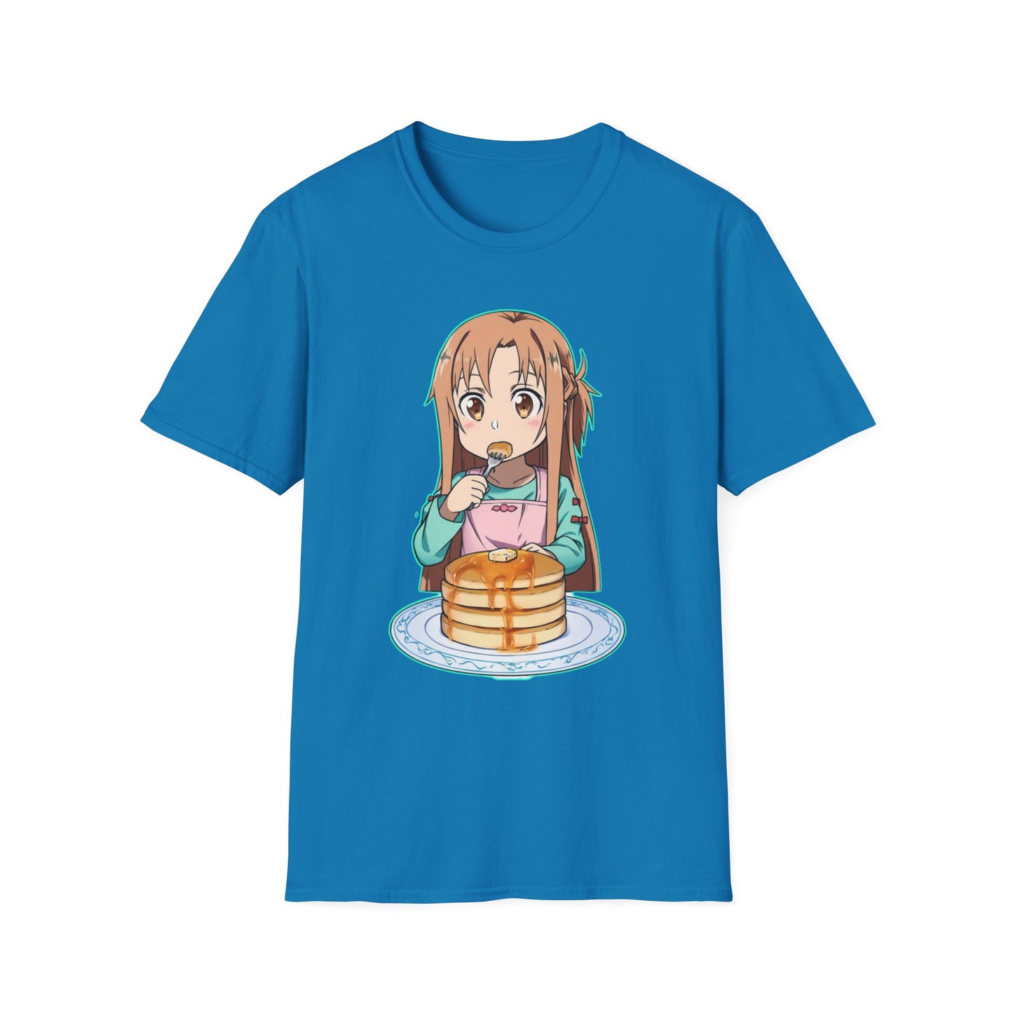 Kawaii Pancake Lover sao T-Shirt, Cute Anime Tee, Foodie Gift, Unisex Softstyle Tee, Perfect for Pancake Day, Birthday, Everyday Wear