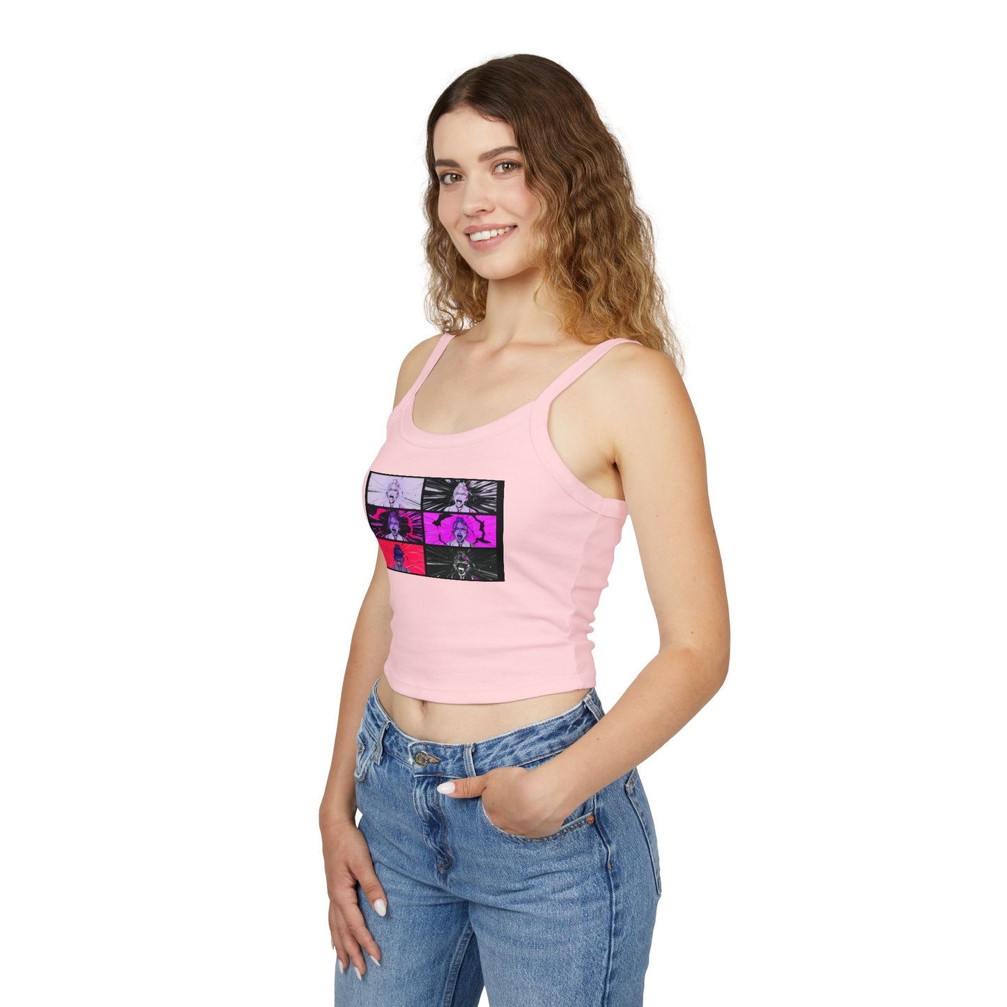 Anime-Inspired kpop Women's Spaghetti Strap Tank Top | Cute Graphic Tees for Summer, Festival Wear, Casual Outfits, Anime Lovers, Unique Gift