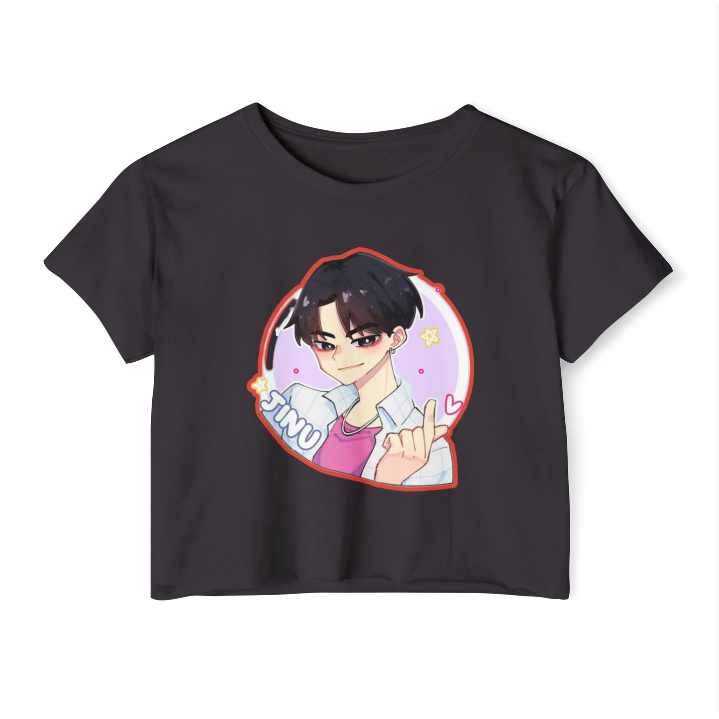 Women's Festival kpop boys 2 Crop Top with Cute Anime Design, Trendy Summer Top, Gift for Anime Lovers, Music Fest Outfit, Vibrant Graphic Tee