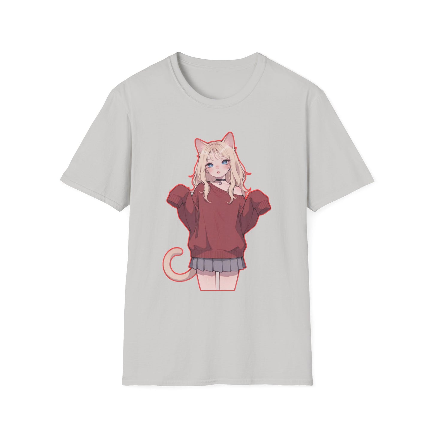 Anime Cat Girl Unisex T-Shirt, Cute Graphic Tee, Casual Wear, Gift for Cat Lovers, Kawaii Fashion, Summer Style