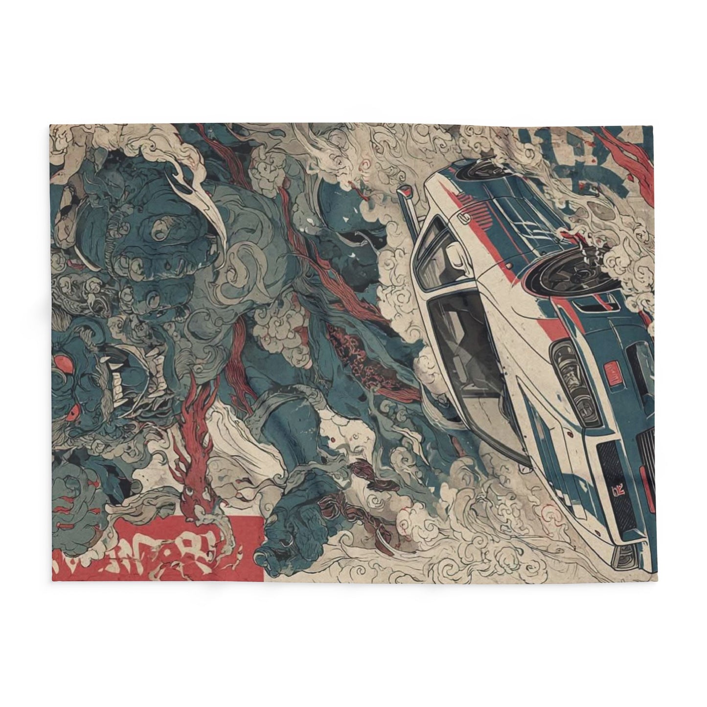 Arctic Fleece Blanket with Bold Car and Monster Design, Cozy Throw for Car Lovers, Unique Gift for Birthdays, Home Decor, Movie Nights