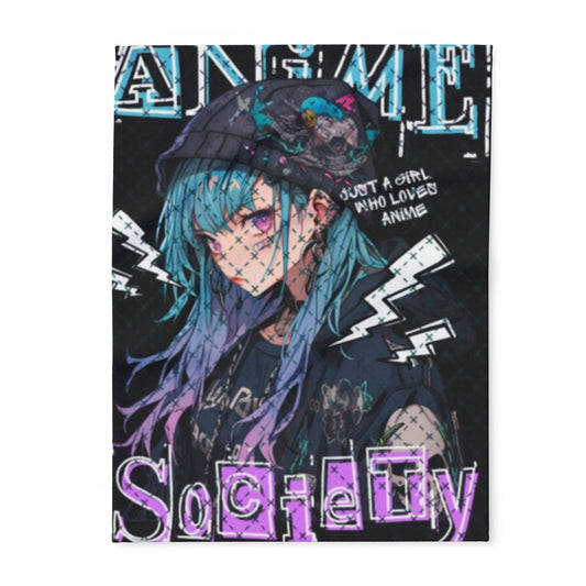 Anime Society Fleece Blanket, Cozy Throw Blanket, Warm Blanket, Gift for Anime Lovers, Home Decor, Bedroom Accessories