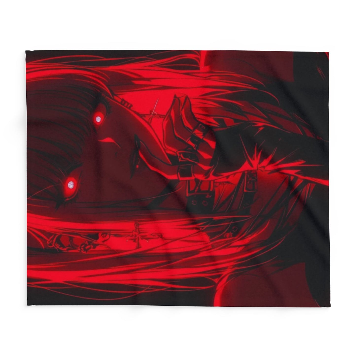 Dn missa Cozy Arctic Fleece Blanket with Striking Red Design - Perfect for Gifting, Home Décor, Anime Nights, Cozy Evenings, Horror Lovers