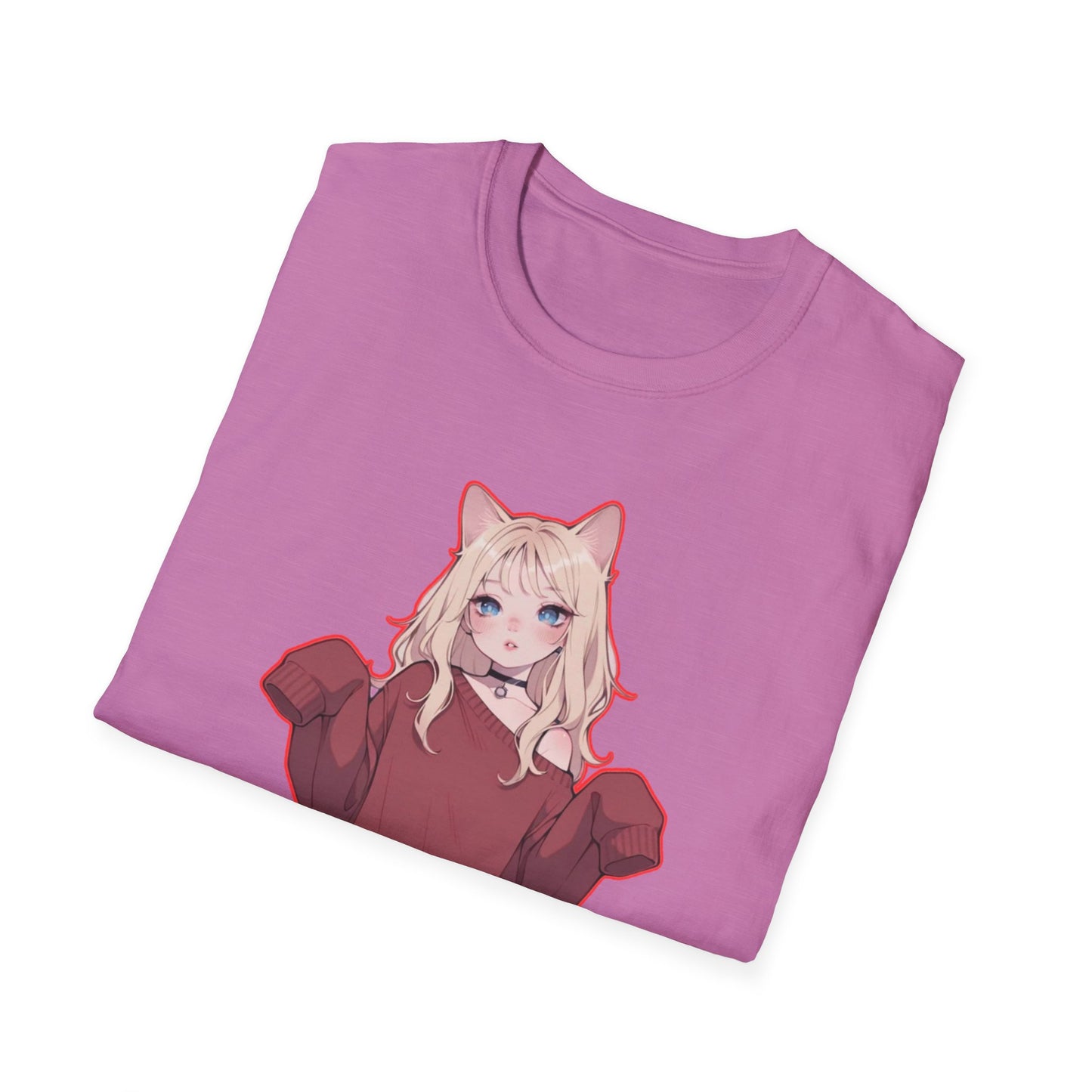 Anime Cat Girl Unisex T-Shirt, Cute Graphic Tee, Casual Wear, Gift for Cat Lovers, Kawaii Fashion, Summer Style