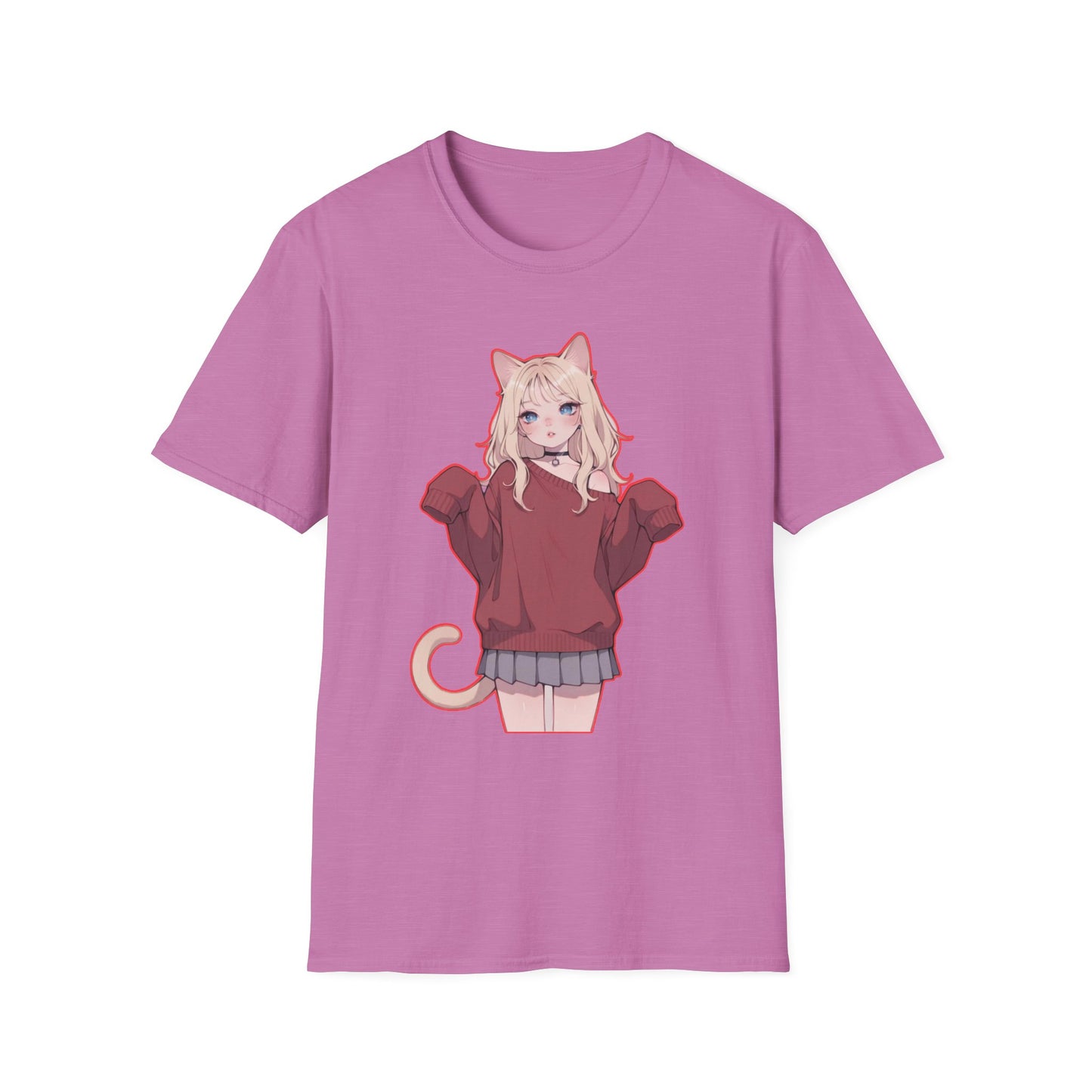 Anime Cat Girl Unisex T-Shirt, Cute Graphic Tee, Casual Wear, Gift for Cat Lovers, Kawaii Fashion, Summer Style