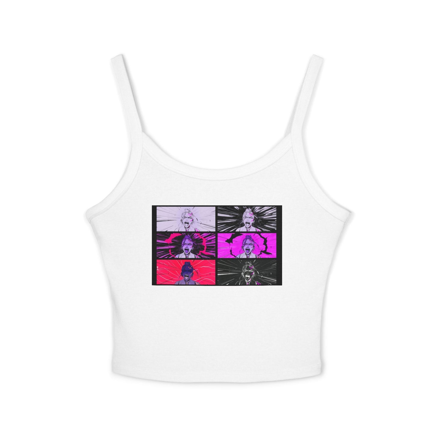 Anime-Inspired kpop Women's Spaghetti Strap Tank Top | Cute Graphic Tees for Summer, Festival Wear, Casual Outfits, Anime Lovers, Unique Gift