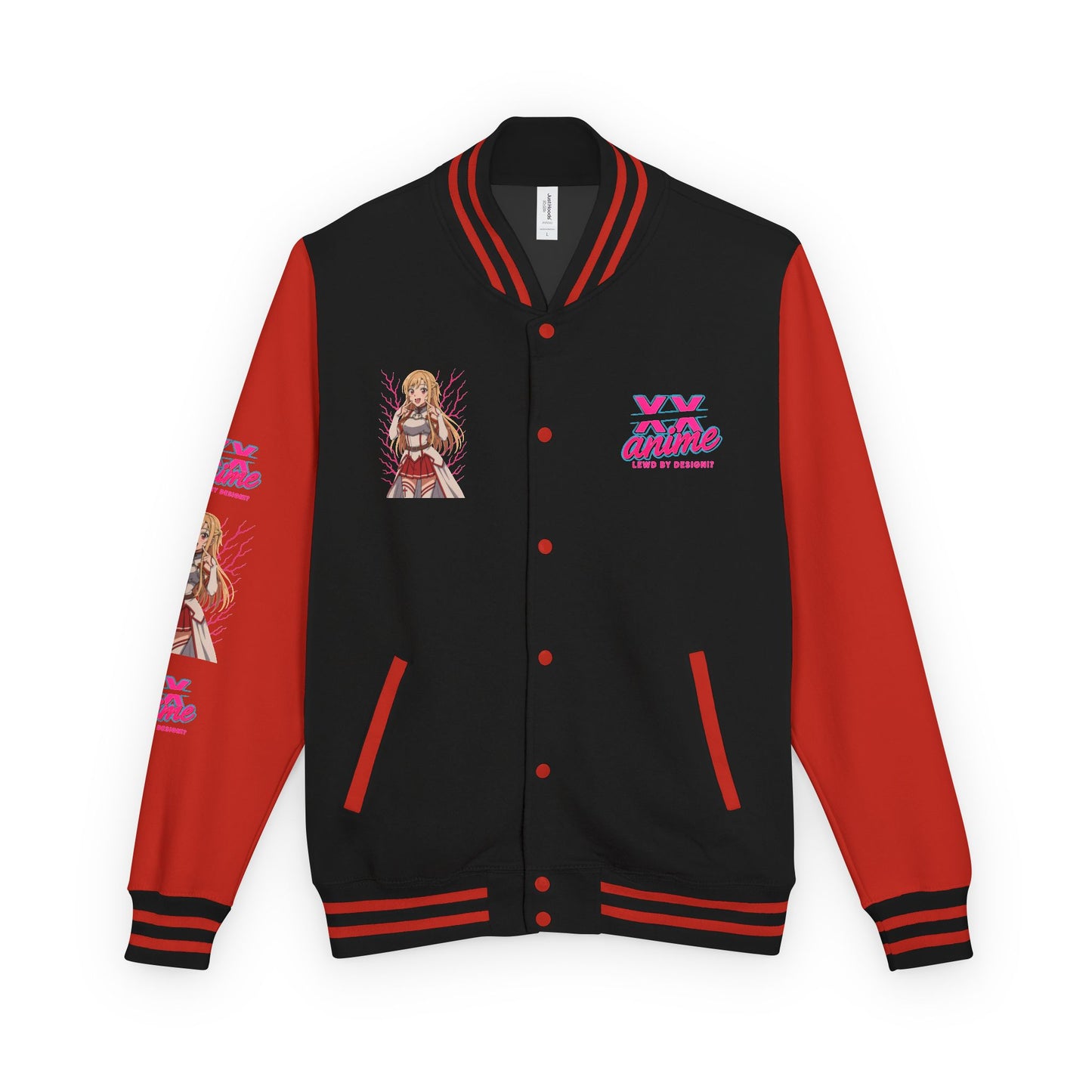 Trendy Unisex Heavyweight Letterman Jacket with Character Design - Cozy Apparel, Stylish Gifts, Casual Wear, Sports Jacket, Festival Fashion