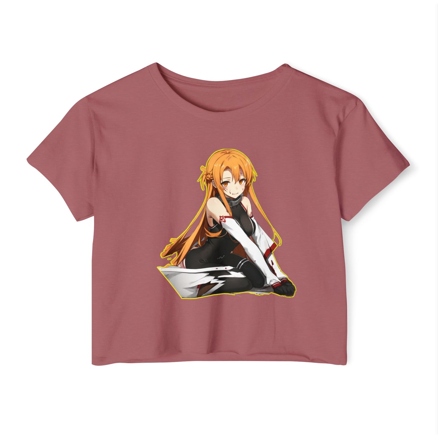 Women's Festival Crop sao 2 Top, Cute Anime Graphic Tee, Summer Concert Outfit, Stylish Casual Wear, Gift for Anime Lovers, Festival Clothing
