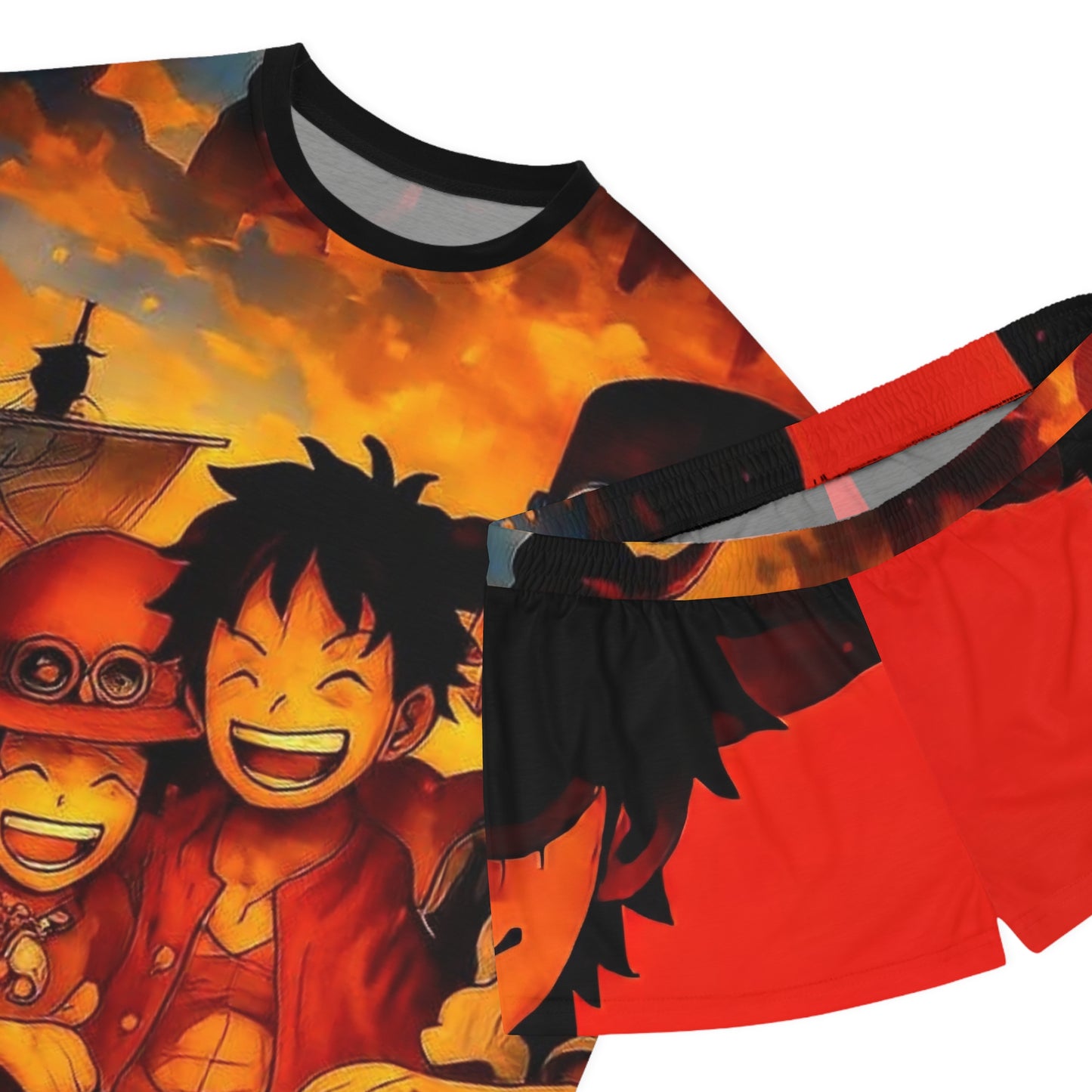 Anime-Inspired one piece 1 Women's Short Pajama Set, Comfortable Sleepwear, Cozy Nightwear, Gift for Fans, Summer Lounging Outfit