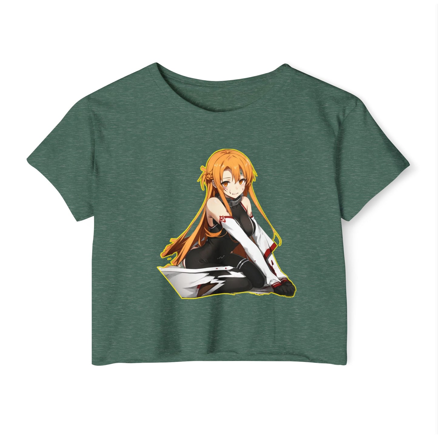 Women's Festival Crop sao 2 Top, Cute Anime Graphic Tee, Summer Concert Outfit, Stylish Casual Wear, Gift for Anime Lovers, Festival Clothing
