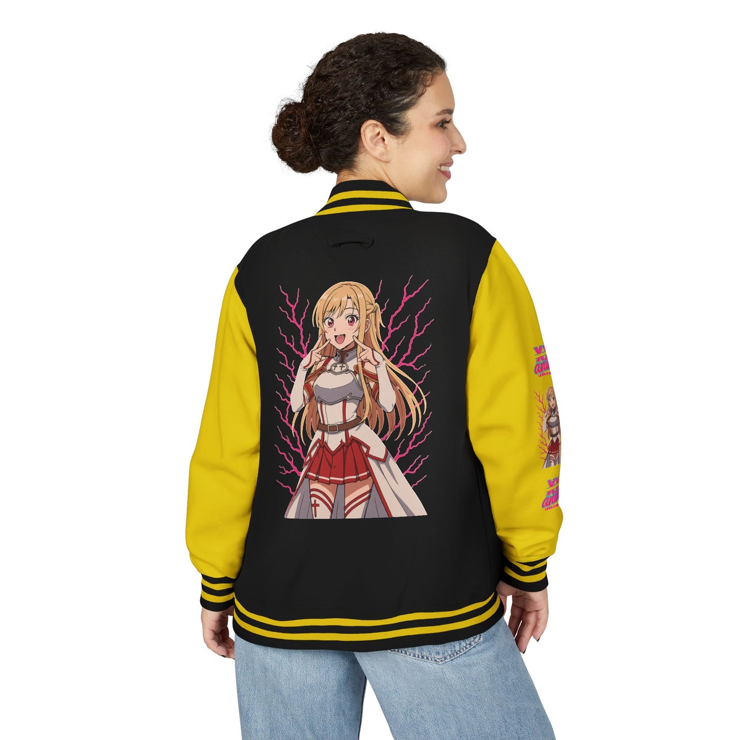 Trendy Unisex Heavyweight Letterman Jacket with Character Design - Cozy Apparel, Stylish Gifts, Casual Wear, Sports Jacket, Festival Fashion