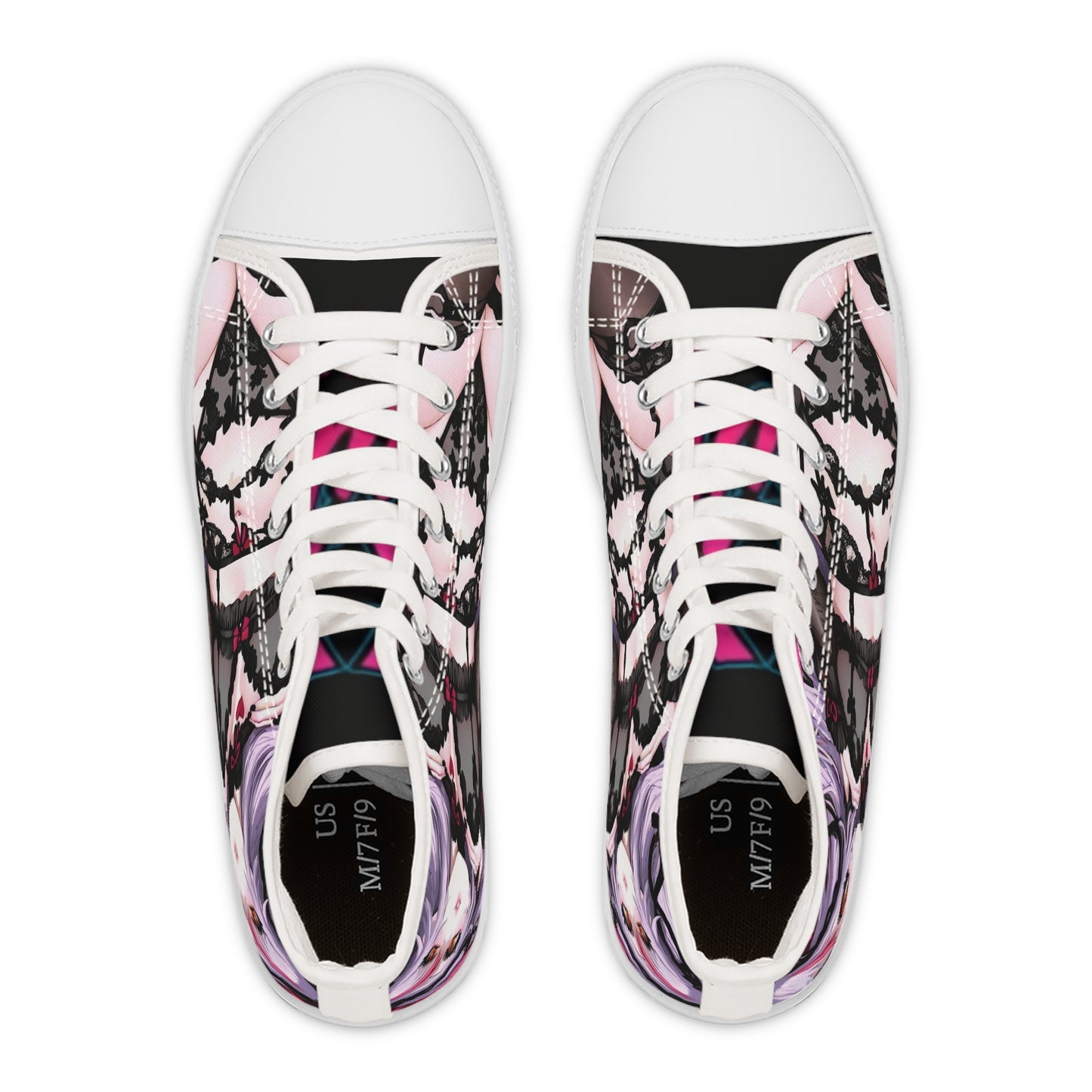 Trendy Women's High Top Sneakers with Artistic Design, Fashionable Footwear, Casual Sneakers, Street Style Shoes, Unique Gift Idea