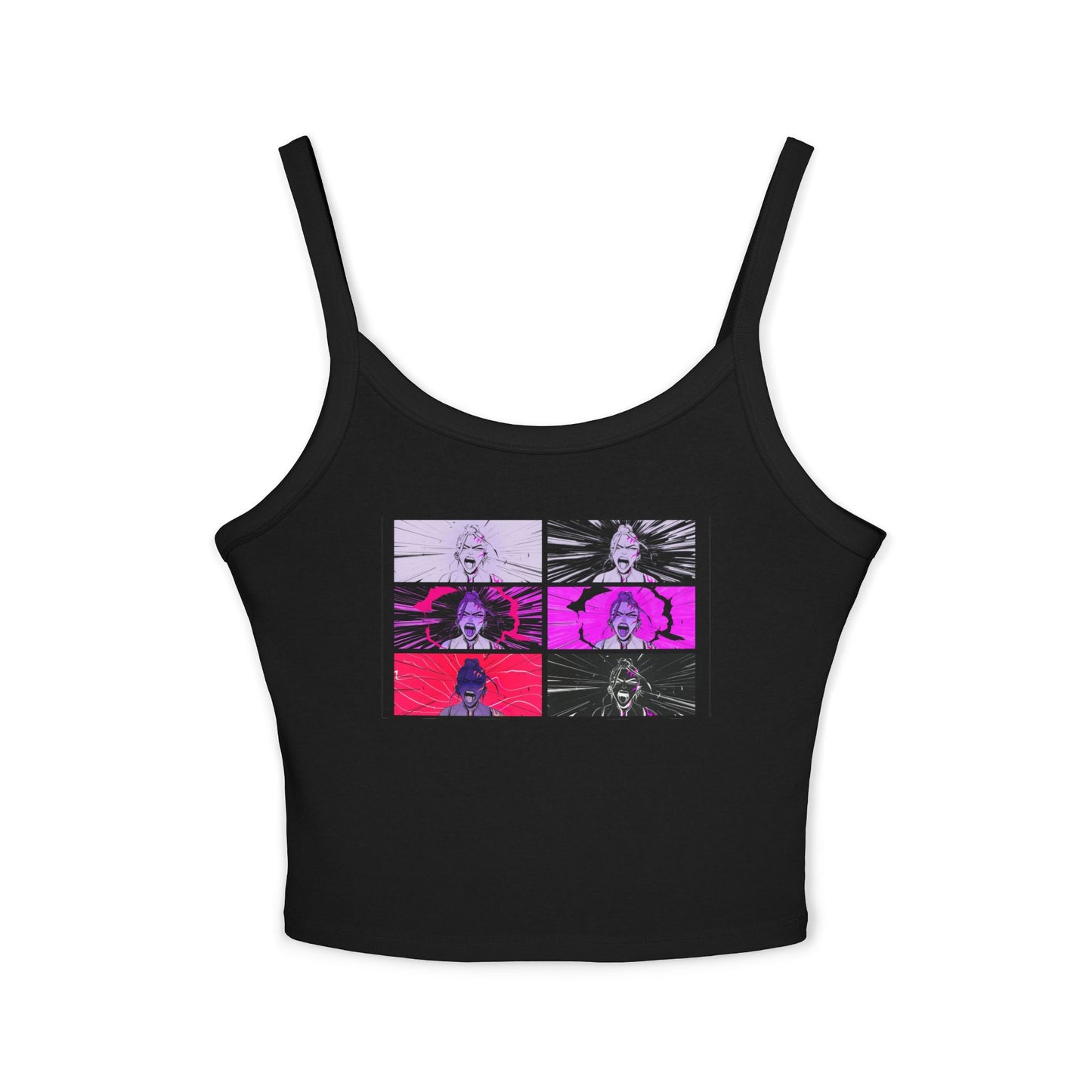 Anime-Inspired kpop Women's Spaghetti Strap Tank Top | Cute Graphic Tees for Summer, Festival Wear, Casual Outfits, Anime Lovers, Unique Gift
