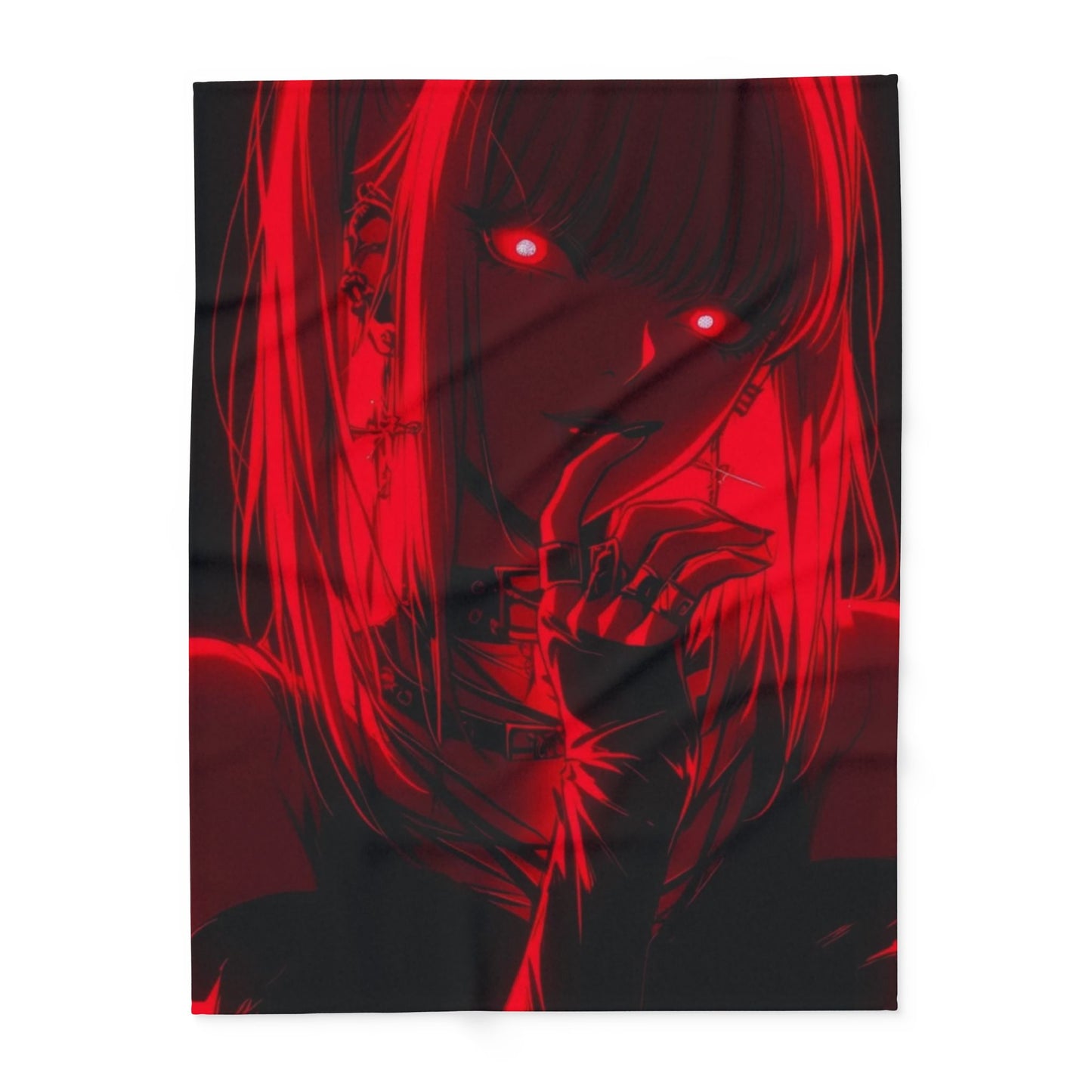 Dn missa Cozy Arctic Fleece Blanket with Striking Red Design - Perfect for Gifting, Home Décor, Anime Nights, Cozy Evenings, Horror Lovers