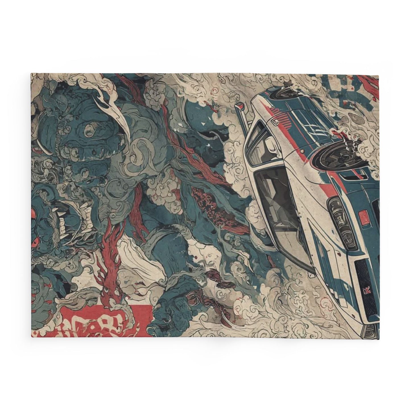 Arctic Fleece Blanket with Bold Car and Monster Design, Cozy Throw for Car Lovers, Unique Gift for Birthdays, Home Decor, Movie Nights