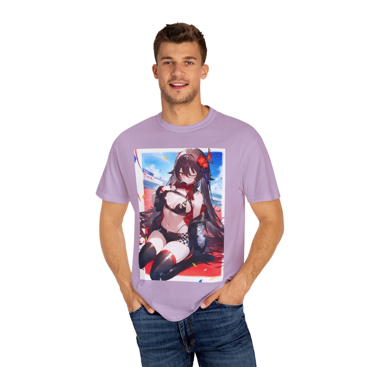 Anime-Inspired lewd type Garment-Dyed T-shirt, Perfect for Anime Fans, Casual Wear, Gift for Holidays, Unique Streetwear Look, Comfortable Summer Tee