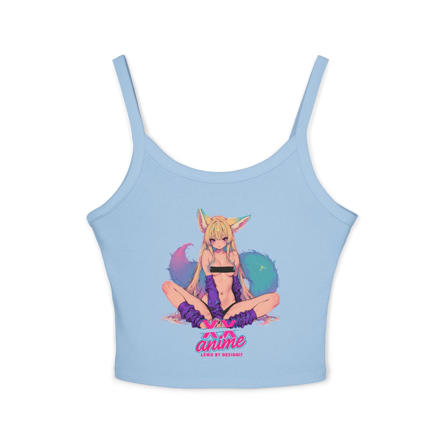 Anime-Inspired Women's Spaghetti Strap Tank Top, Cute Summer Top, Graphic Tee, Cosplay Outfit, Gift for Anime Lovers, Trendy Casual Wear