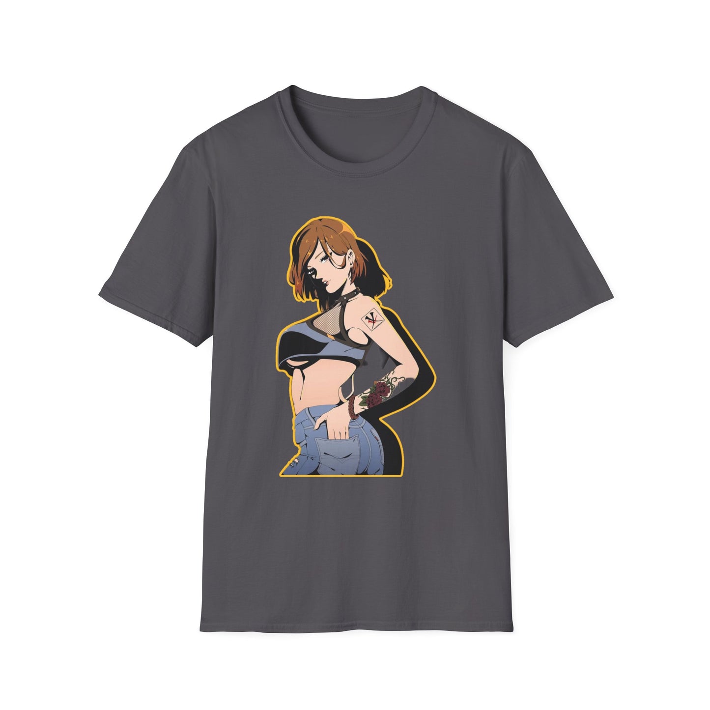 Chic Graphic one piece T-Shirt for Trendy Fashionistas, Unisex Softstyle Tee, Anime Art Apparel, Perfect Gift for Birthdays and Casual Outings