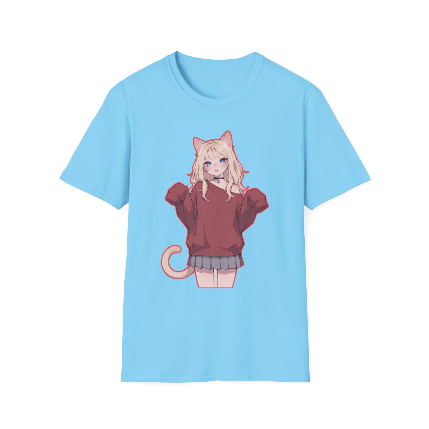Anime Cat Girl Unisex T-Shirt, Cute Graphic Tee, Casual Wear, Gift for Cat Lovers, Kawaii Fashion, Summer Style