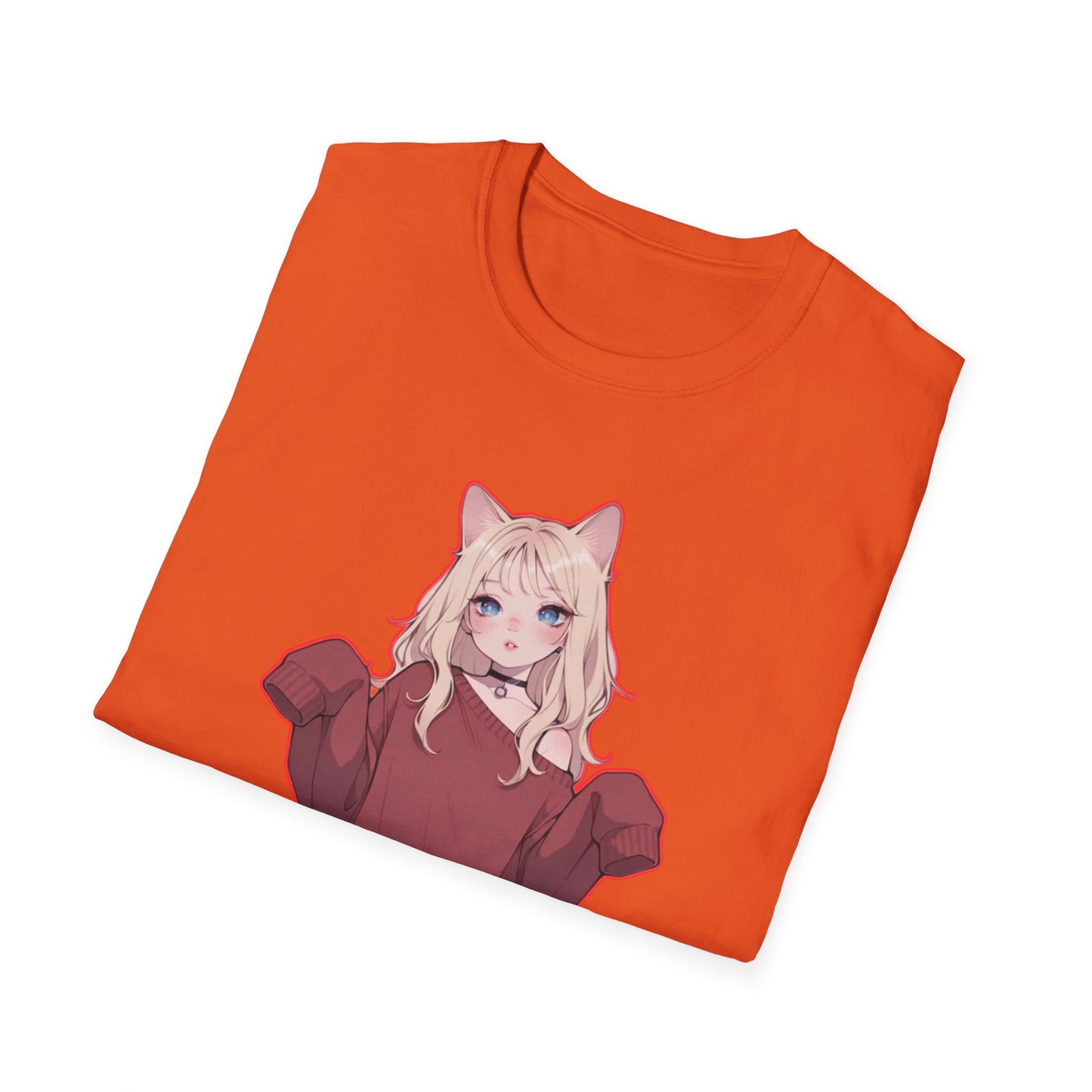 Anime Cat Girl Unisex T-Shirt, Cute Graphic Tee, Casual Wear, Gift for Cat Lovers, Kawaii Fashion, Summer Style