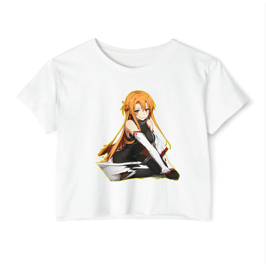 Women's Festival Crop sao 2 Top, Cute Anime Graphic Tee, Summer Concert Outfit, Stylish Casual Wear, Gift for Anime Lovers, Festival Clothing