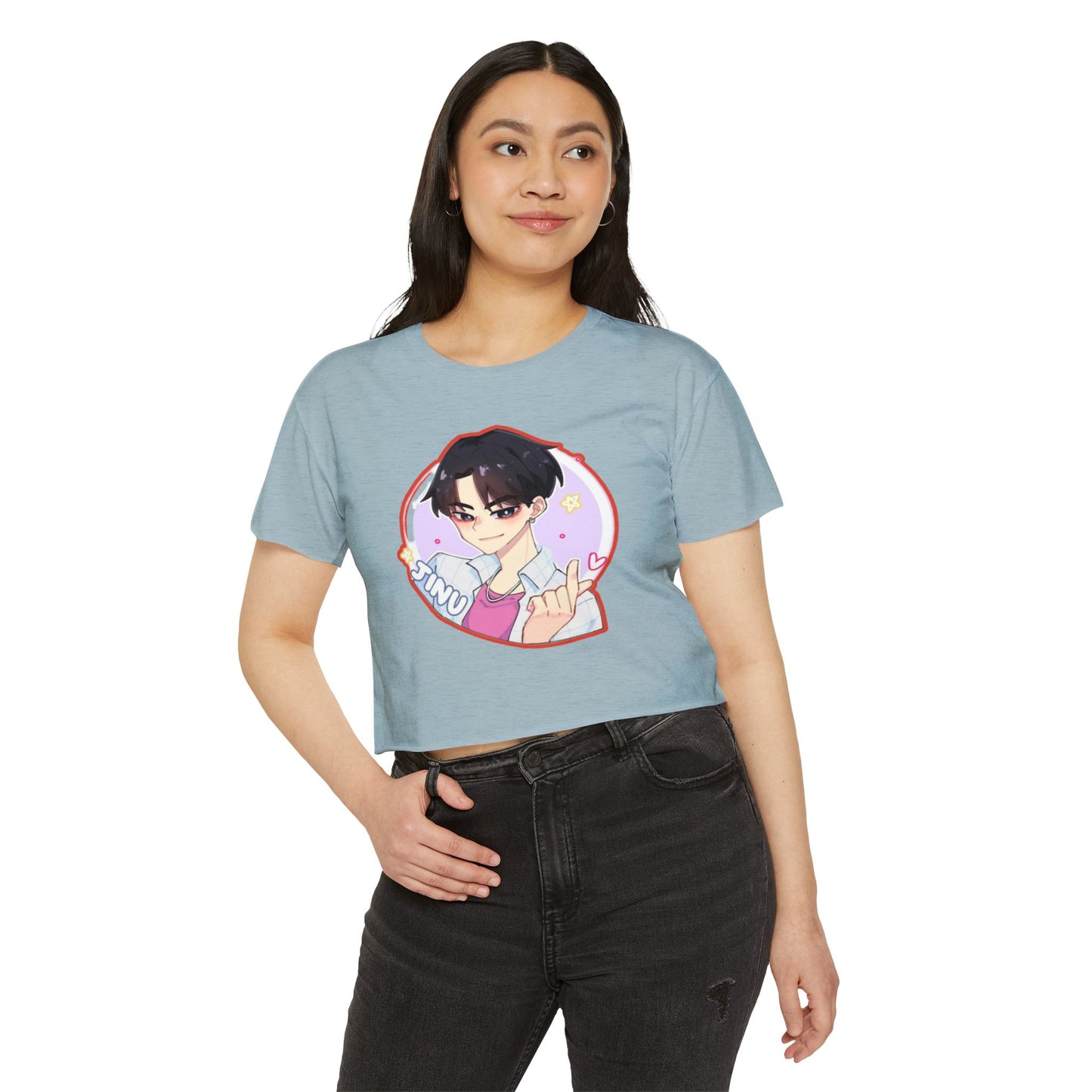 Women's Festival kpop boys 2 Crop Top with Cute Anime Design, Trendy Summer Top, Gift for Anime Lovers, Music Fest Outfit, Vibrant Graphic Tee