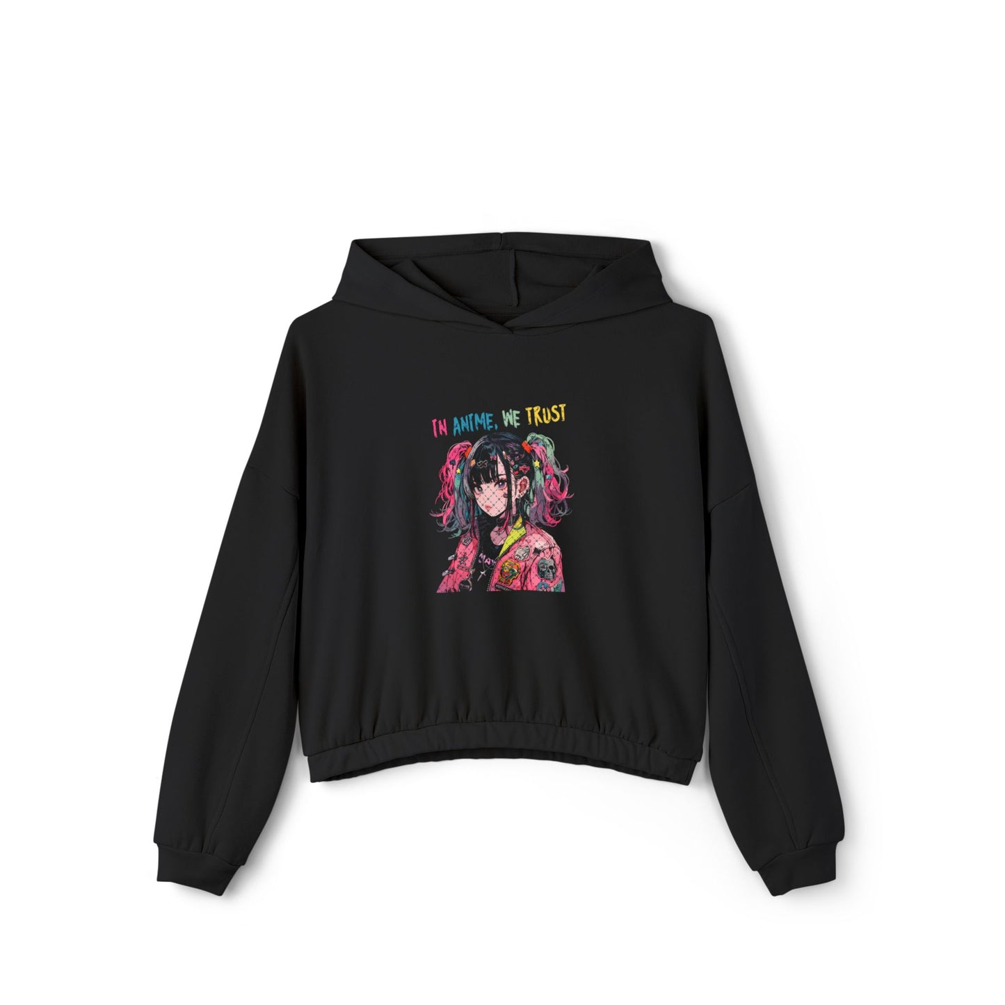 Anime-Inspired Women's Cinched Bottom Hoodie - Cozy, Edgy Fashion, Perfect for Anime Lovers, Casual Wear, Gift for Her, Streetwear