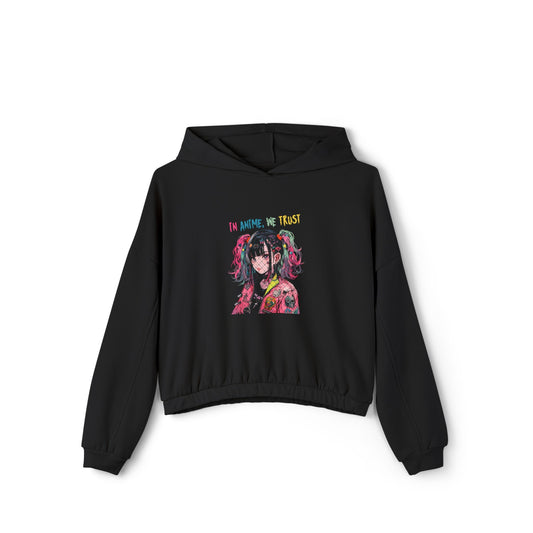 Anime-Inspired Women's Cinched Bottom Hoodie - Cozy, Edgy Fashion, Perfect for Anime Lovers, Casual Wear, Gift for Her, Streetwear