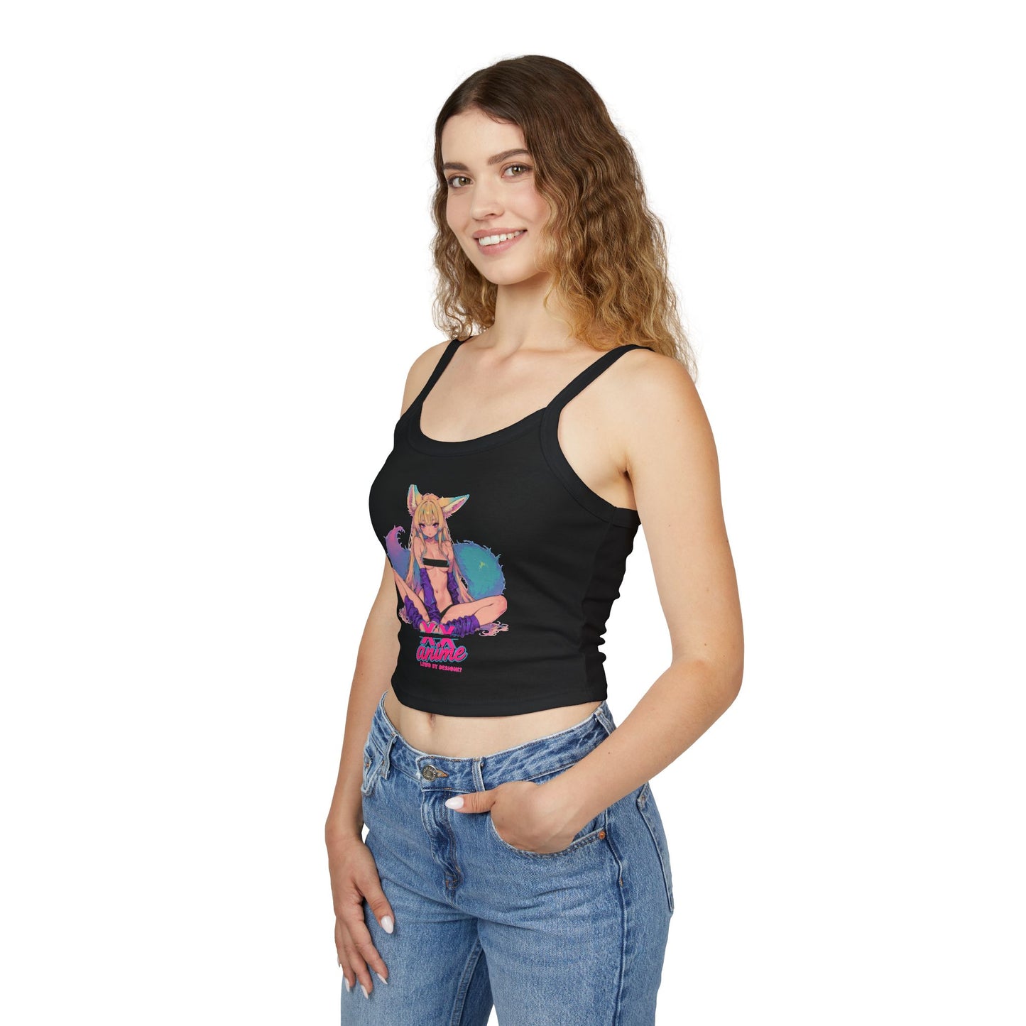 Anime-Inspired Women's Spaghetti Strap Tank Top, Cute Summer Top, Graphic Tee, Cosplay Outfit, Gift for Anime Lovers, Trendy Casual Wear